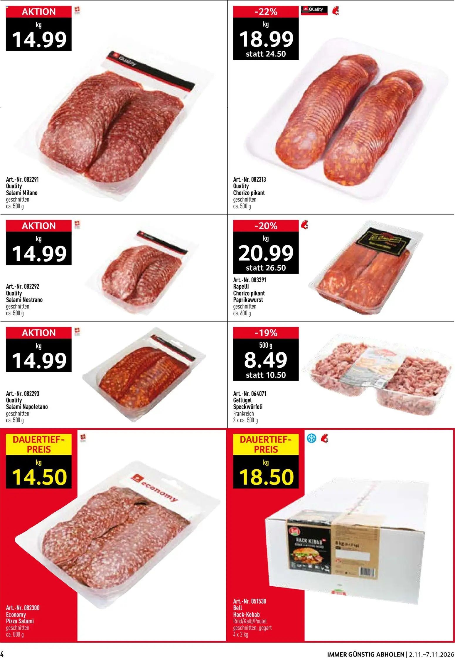 Prodega aktionen Pizzeria – gültig ab 02.11.2026 | Seite: 4 | Produkte: Salami, Pizza