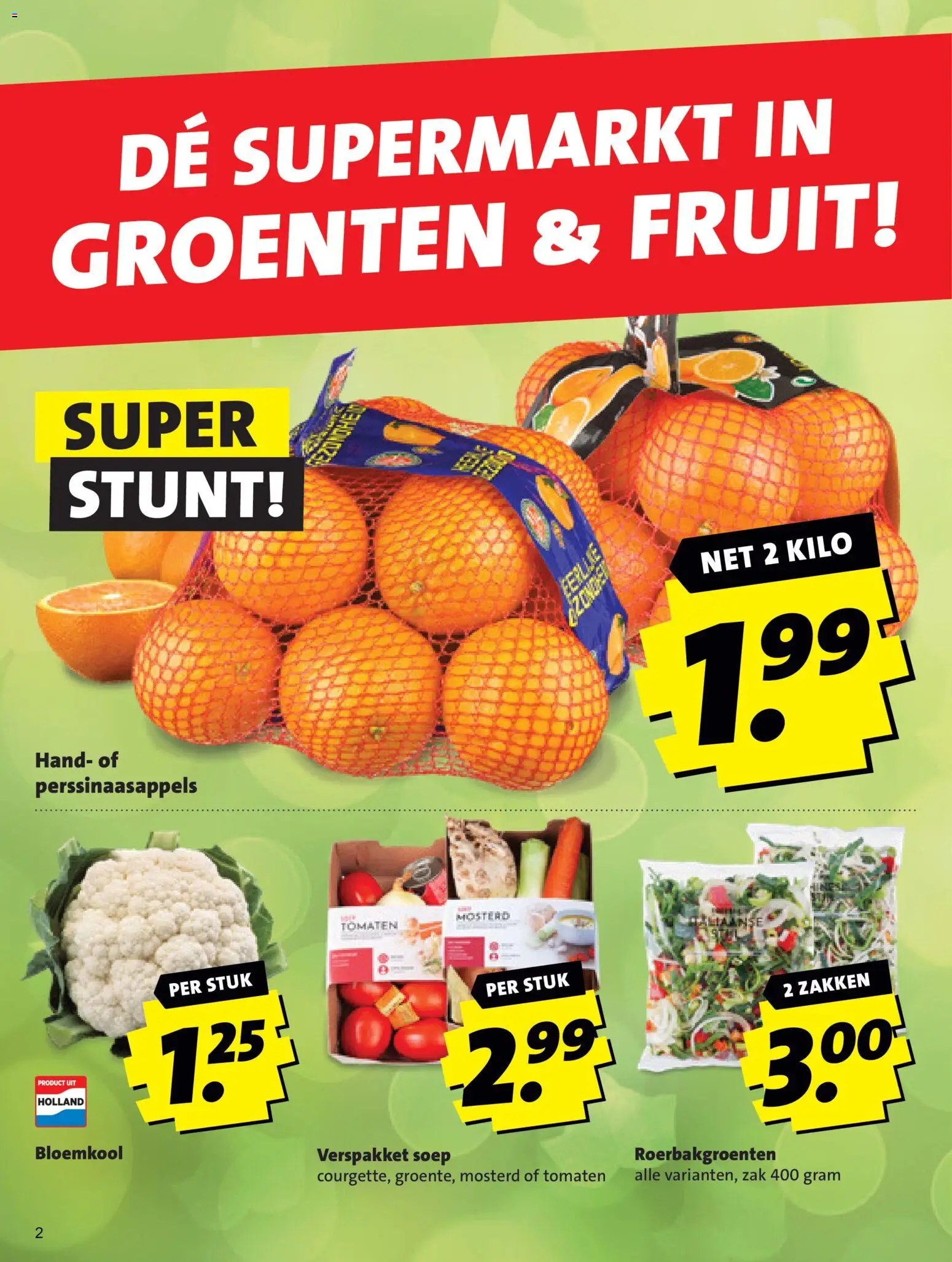 {H1} | Pagina: 2 | Producten: Bloemkool, Tomaten, Fruit, Groenten