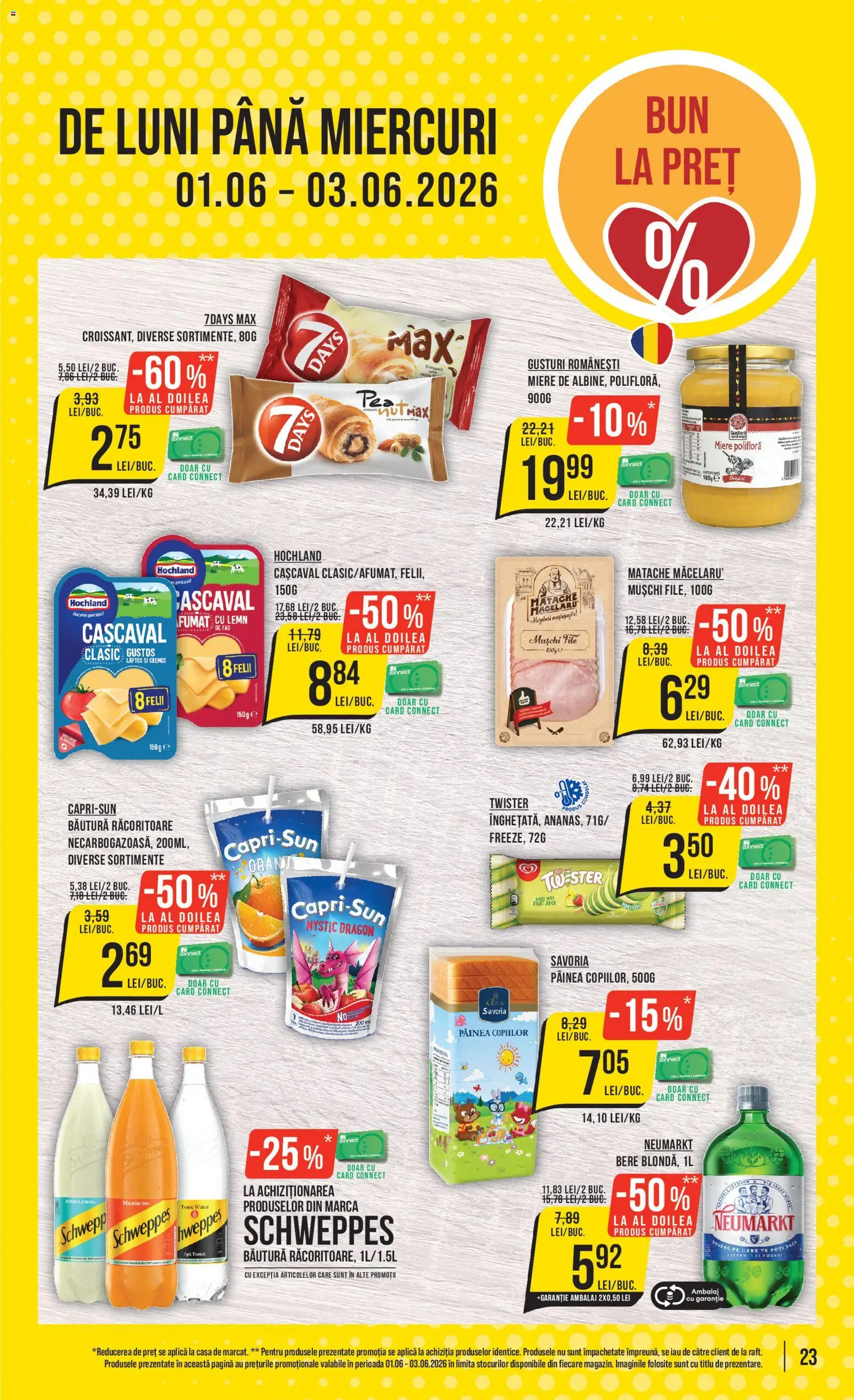 Noul catalog Mega Image – valabil de la 28.05.2026 | Pagină: 23 | Produse: Miere polifloră, Cașcaval, Bere