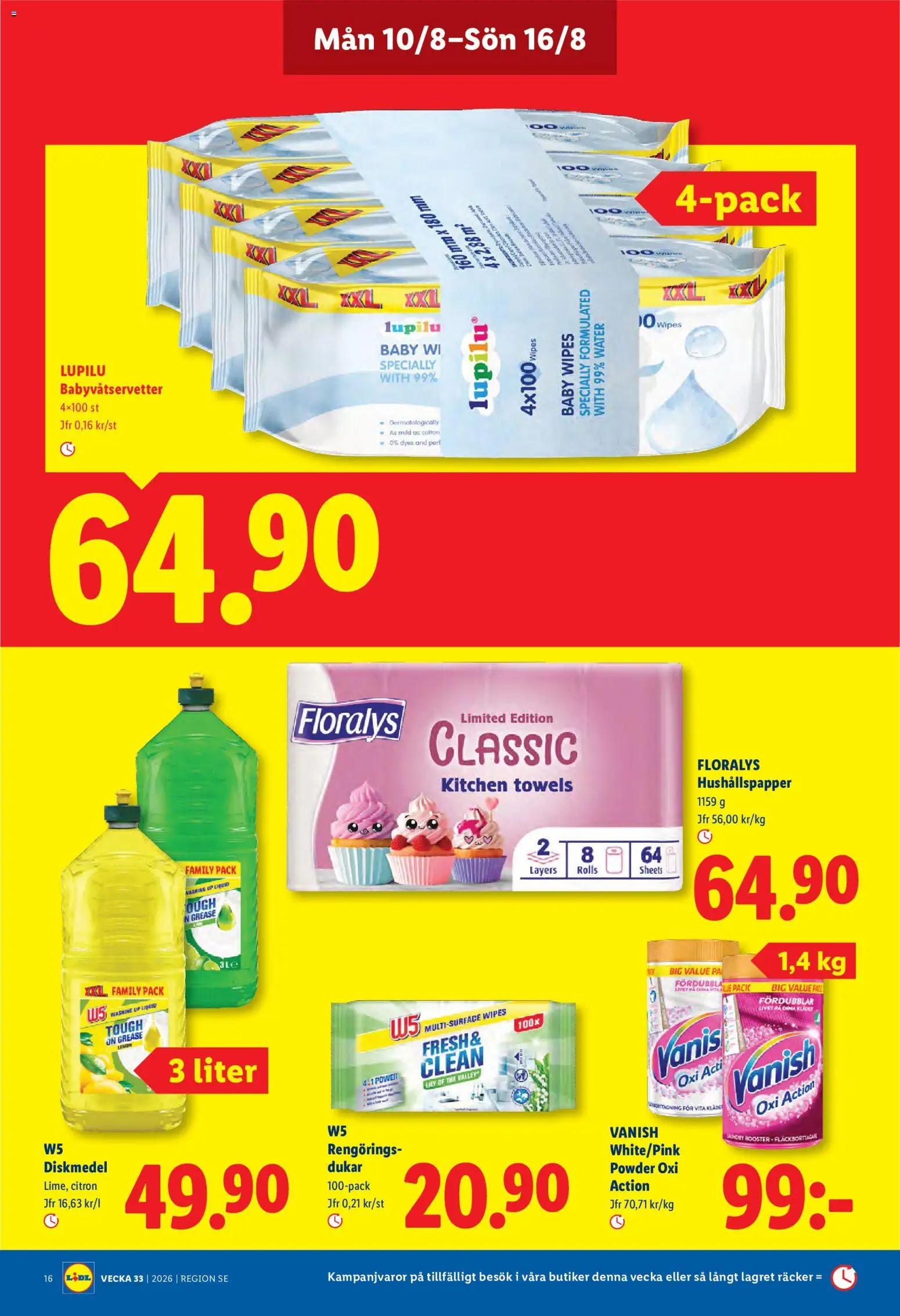 Lidl reklamblad aktuell från 10/08/2026 | Sida: 19 | Produkter: Rengöringsdukar, Diskmedel, Kläder, Citron
