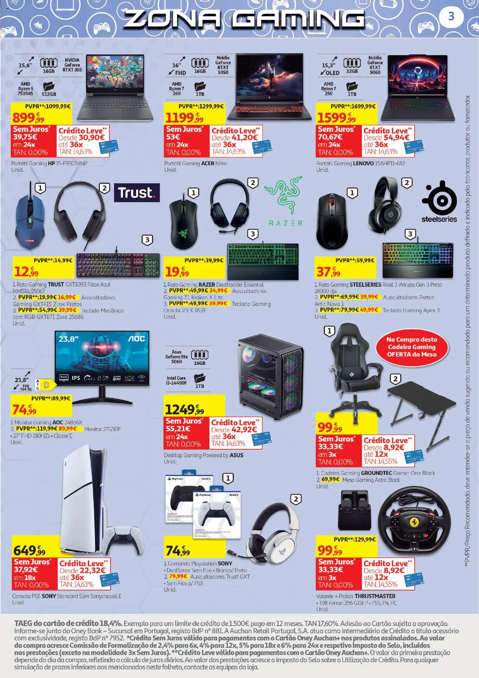 Auchan - Tecno Escolar │ válido de 19/08/2026 | Página: 3 | Produtos: Monitor, Teclado, Cadeira, Pedais