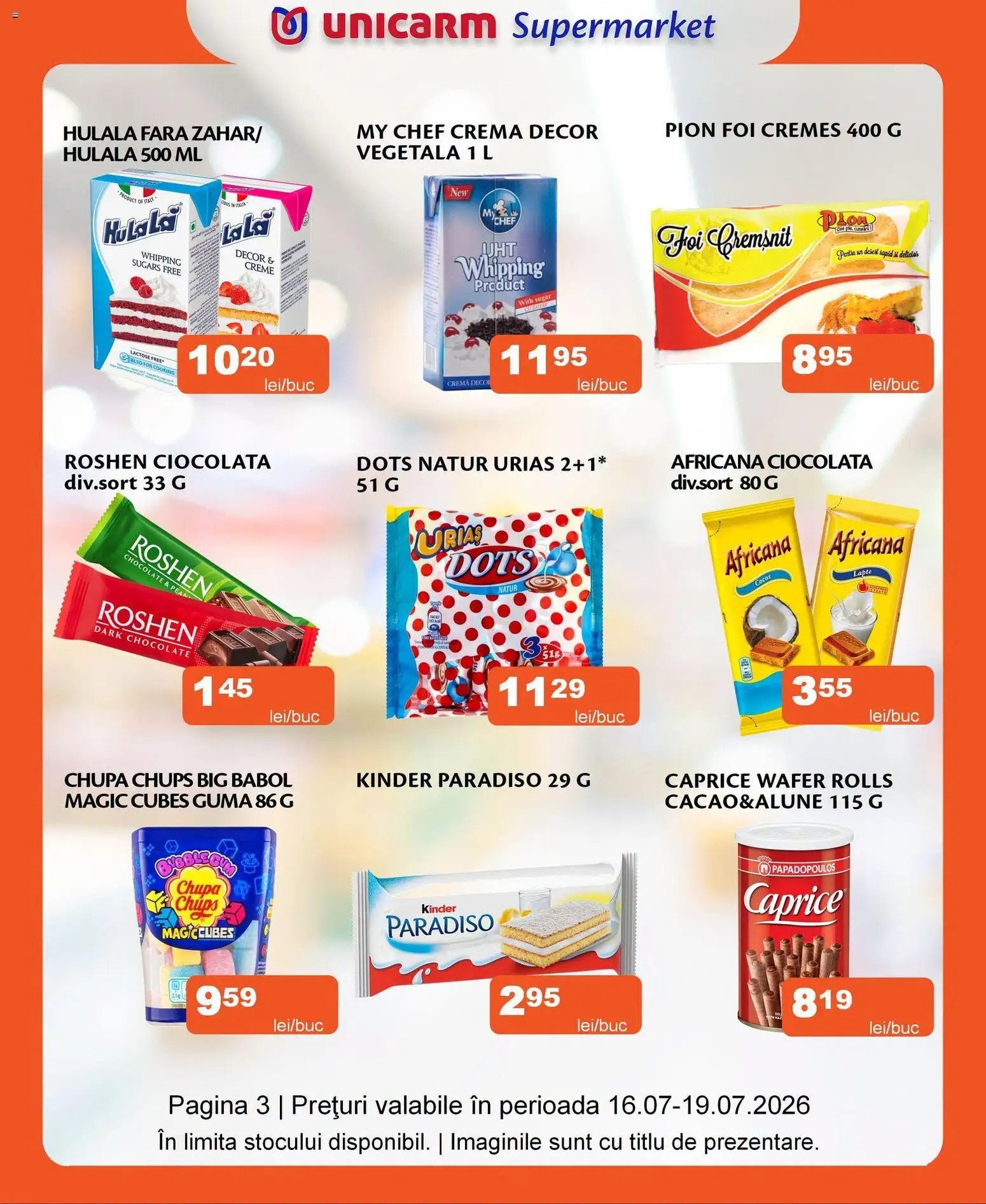 Noul catalog Unicarm – valabil de la 16.07.2026 | Pagină: 3 | Produse: Lapte, Cremă, Ciocolată