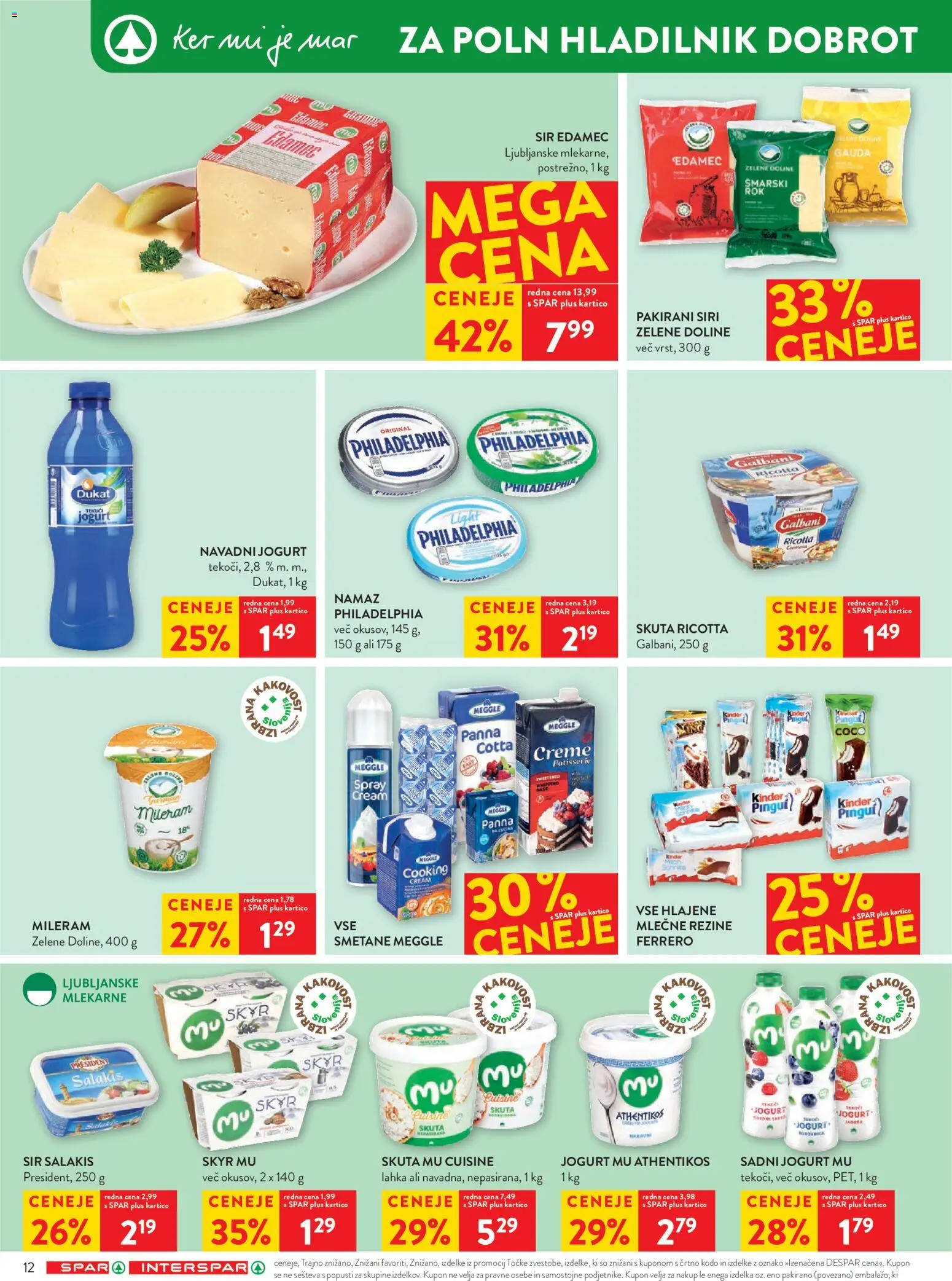 Novi Spar katalog ponudbe – veljaven od 02.09.2026 | Stran: 12 | Izdelki: Hladilnik, Namaz, Sir, Skuta