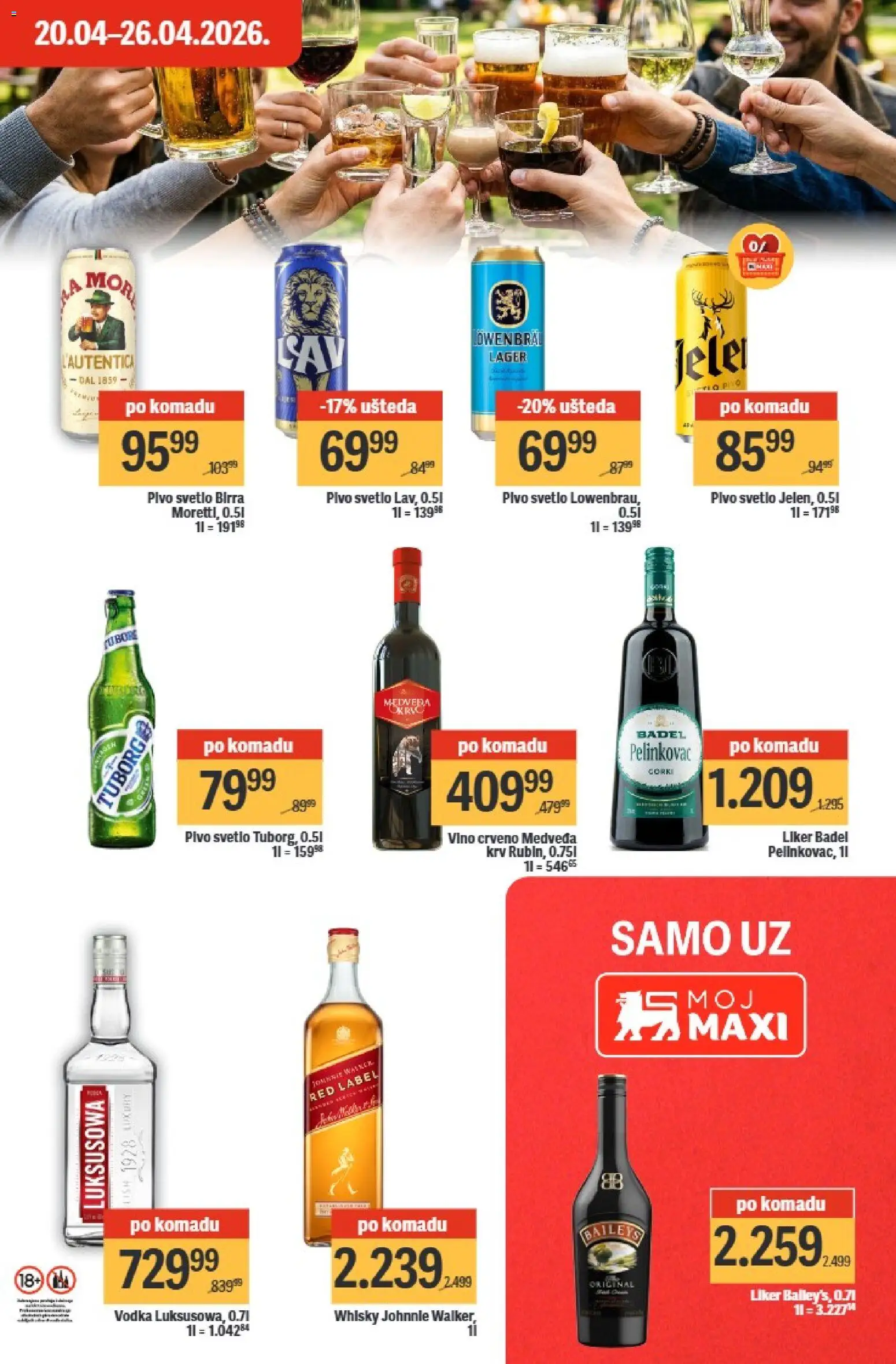 Maxi katalog - važi od 20.04.2026 | Strana: 29 | Proizvode: Baileys, Vodka, Vino, Pivo