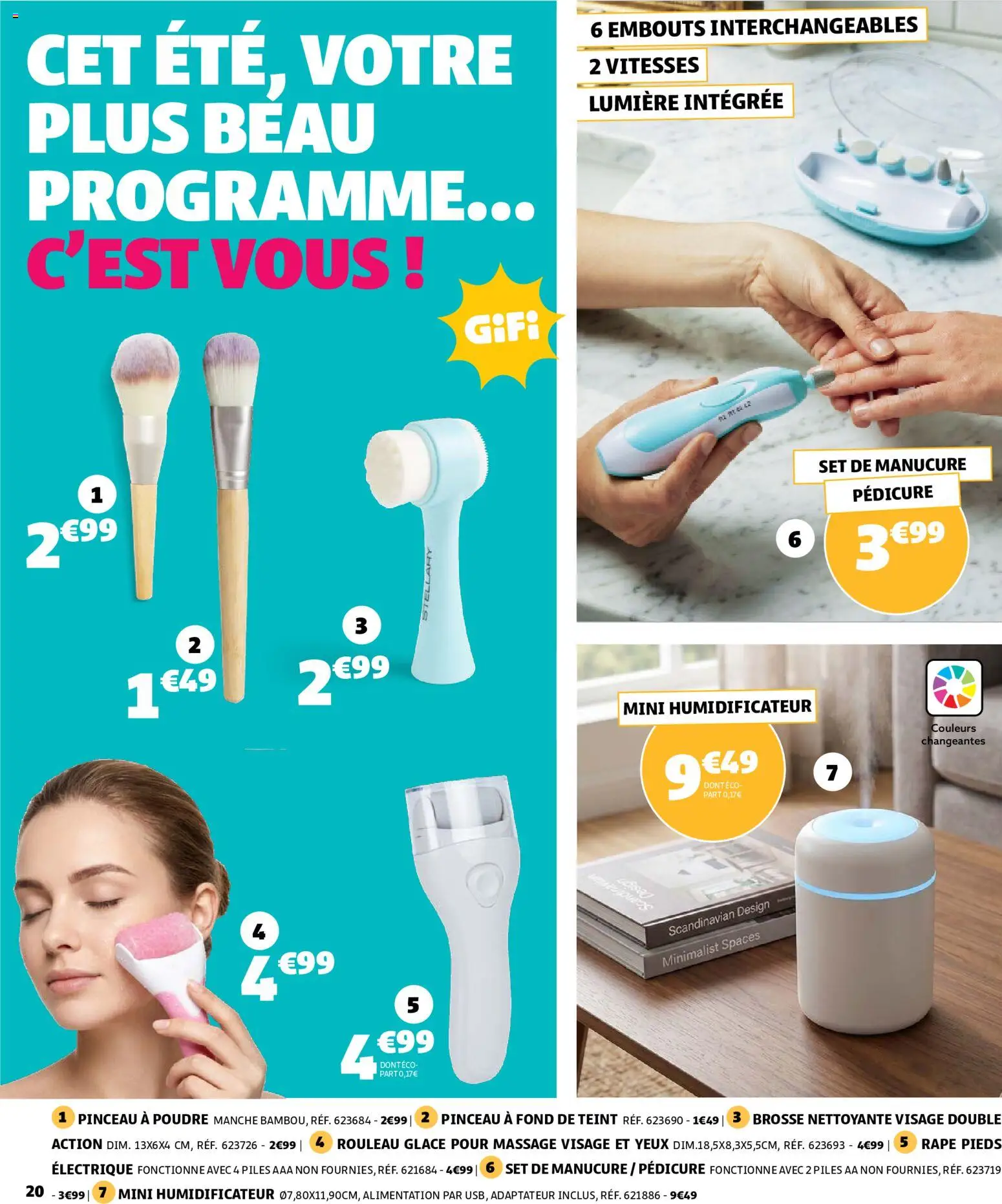 {H1} | Page: 20 | Produits: Humidificateur, Pinceau, Rouleau, Piles