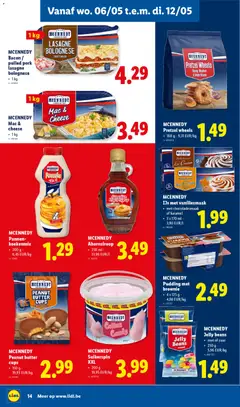 MCENNEDY IJs met vanillesmaak, IJs met vanillesmaak, met chocoladesmaak of karamel, 3 x 170 ml - Voorbeeld van een folder van Lidl, geldig van 04.05.2026 | Pagina: 14 | Producten: Pretzel, Bacon, Lasagne, Pudding