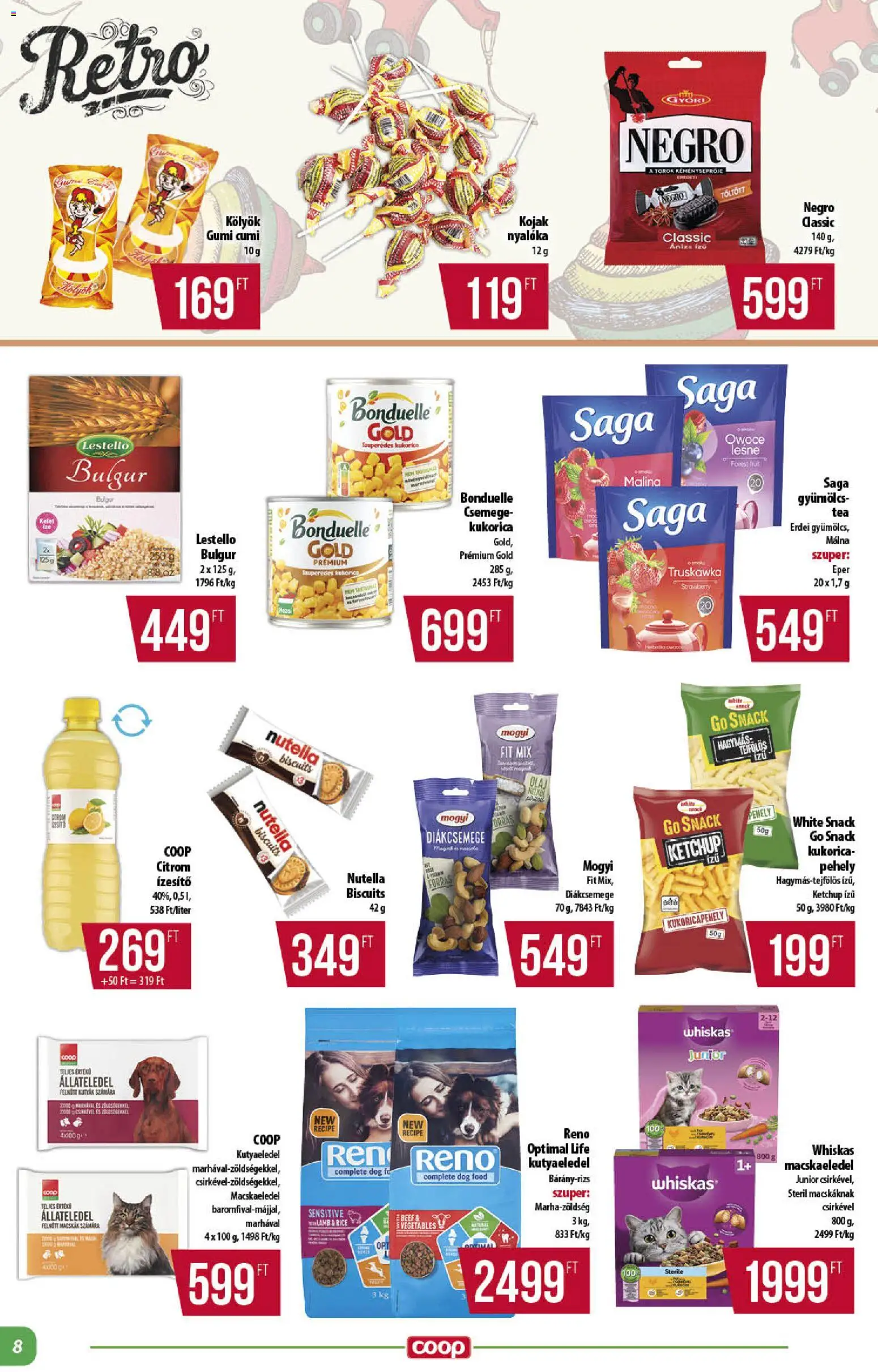 COOP akciós ujság - amely érvényes a következő dátumtól: 2026.09.17. | Oldal: 8 | Termékek: Málna, Bulgur, Ketchup, Pehely