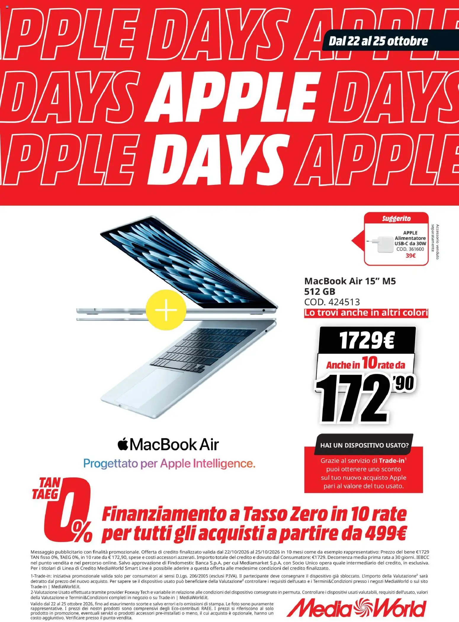 Volantino Media World del 22/10/2026 | Pagina: 3 | Prodotti: Macbook air, Macbook