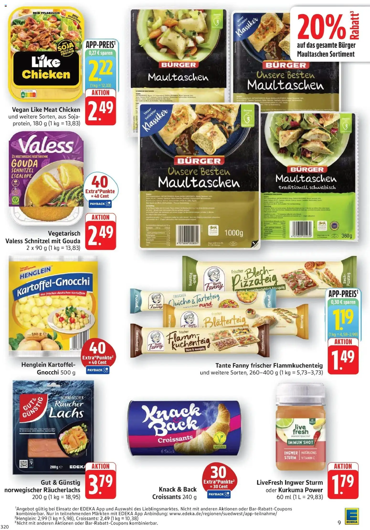 Edeka Prospekt Walldorf (ab 12.10.2026) » Angebote Online | Seite: 9 | Produkte: Gnocchi, Schnitzel, Lachs, Maultaschen