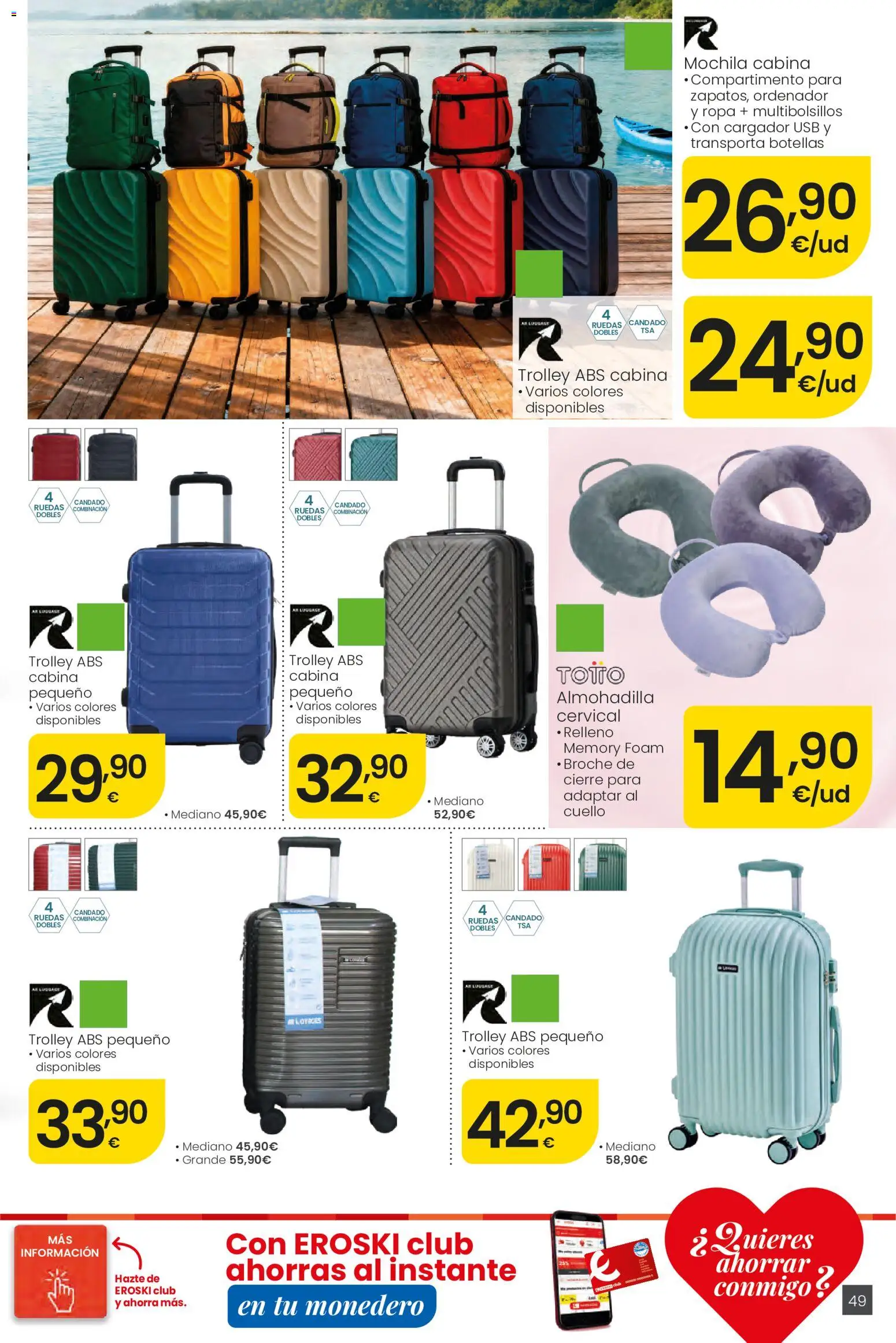 Eroski Ofertones de verano │ válido desde el 28.05.2026 | Página: 49 | Productos: Mochila, Ordenador, Ropa, USB