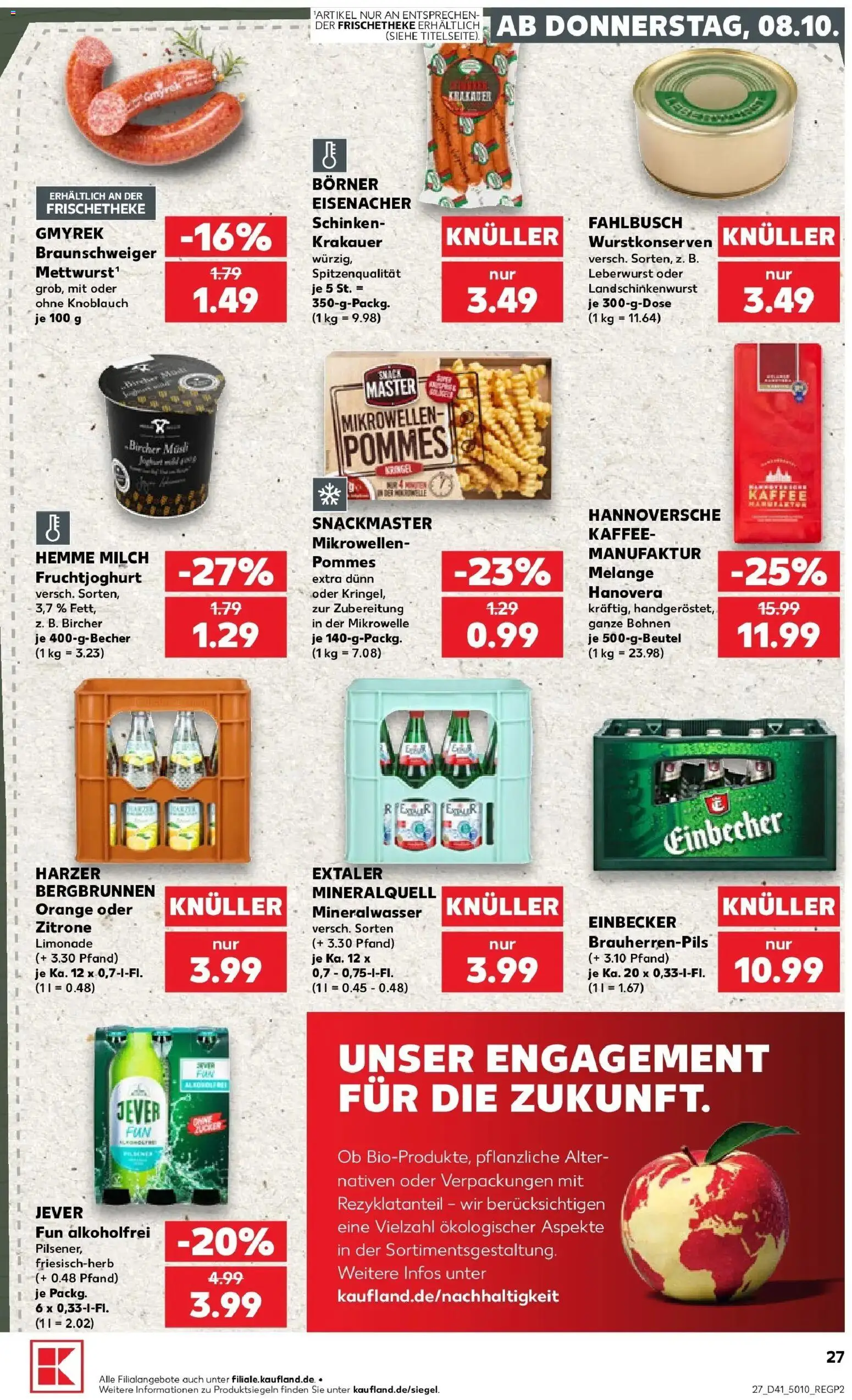Prospekt Kaufland ab 08.10.2026 » Angebote Online zum Blättern | Seite: 27 | Produkte: Mikrowelle, Limonade, Fruchtjoghurt, Knoblauch