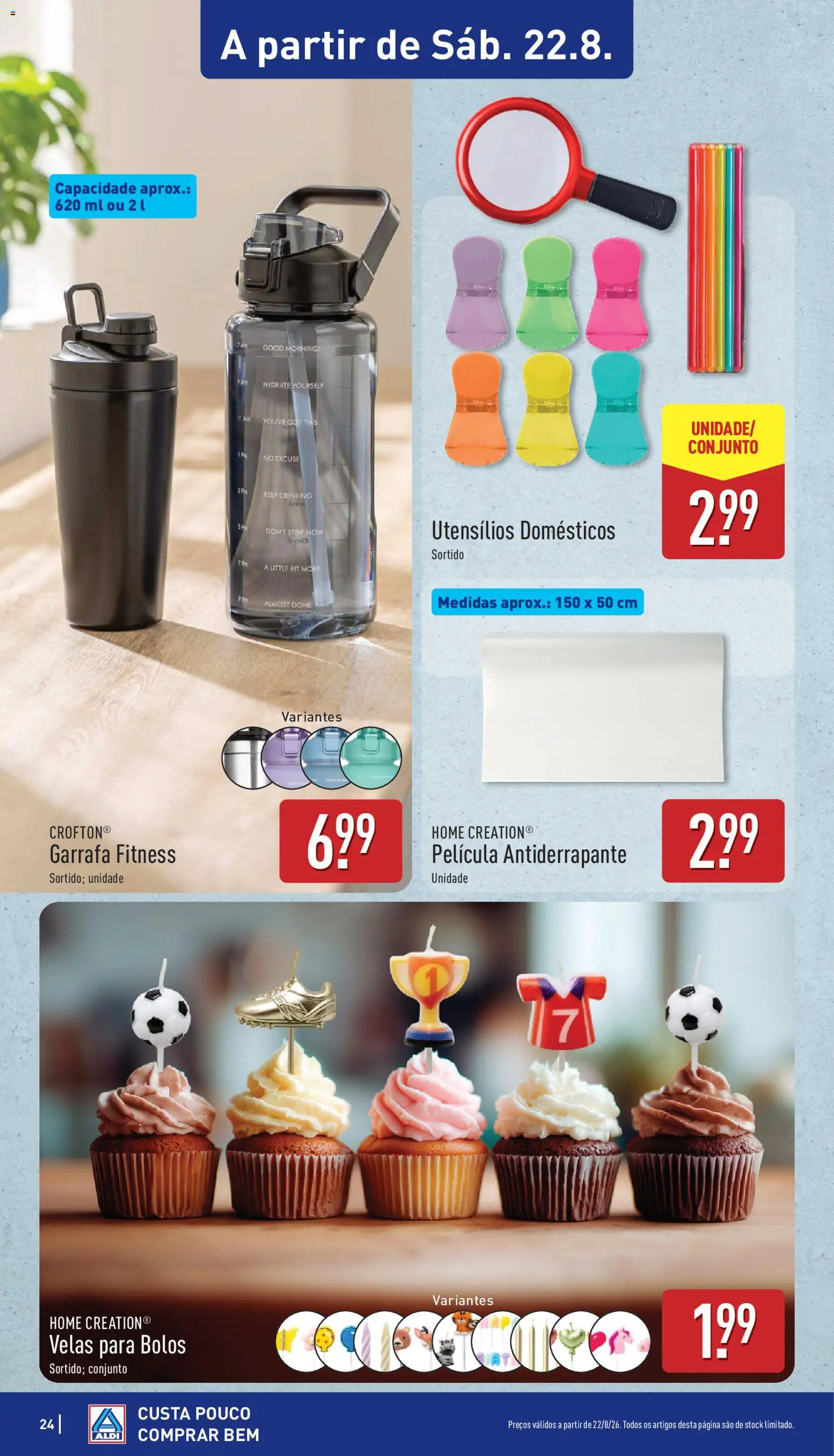 Aldi folheto │ válido de 17/08/2026 | Página: 24 | Produtos: Agua, Utensílios domésticos, Velas