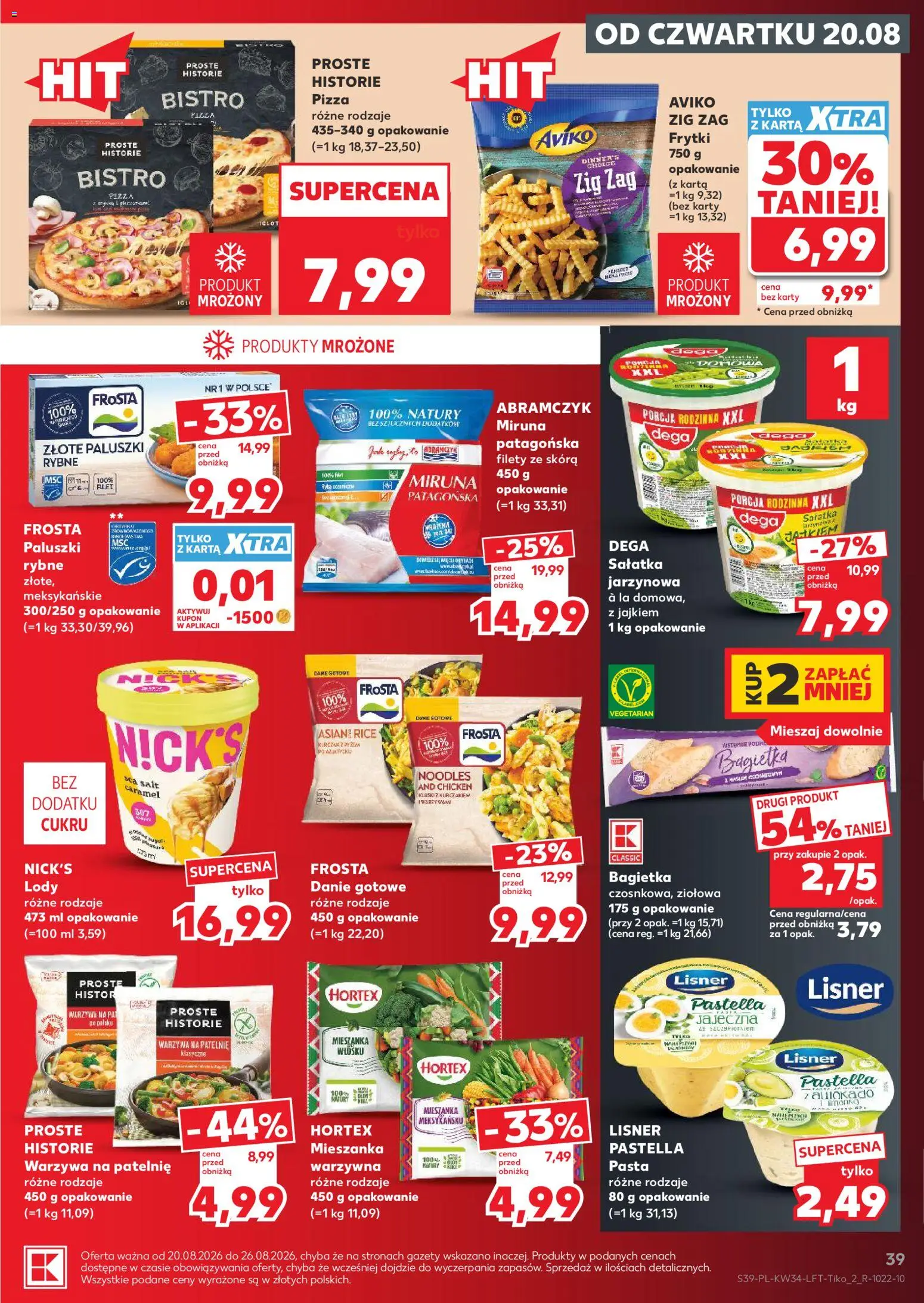 Kaufland Polsko leták - Mocny start od 20.08.2026 | Strana: 39 | Produkty: Pizza, Filet, Karty