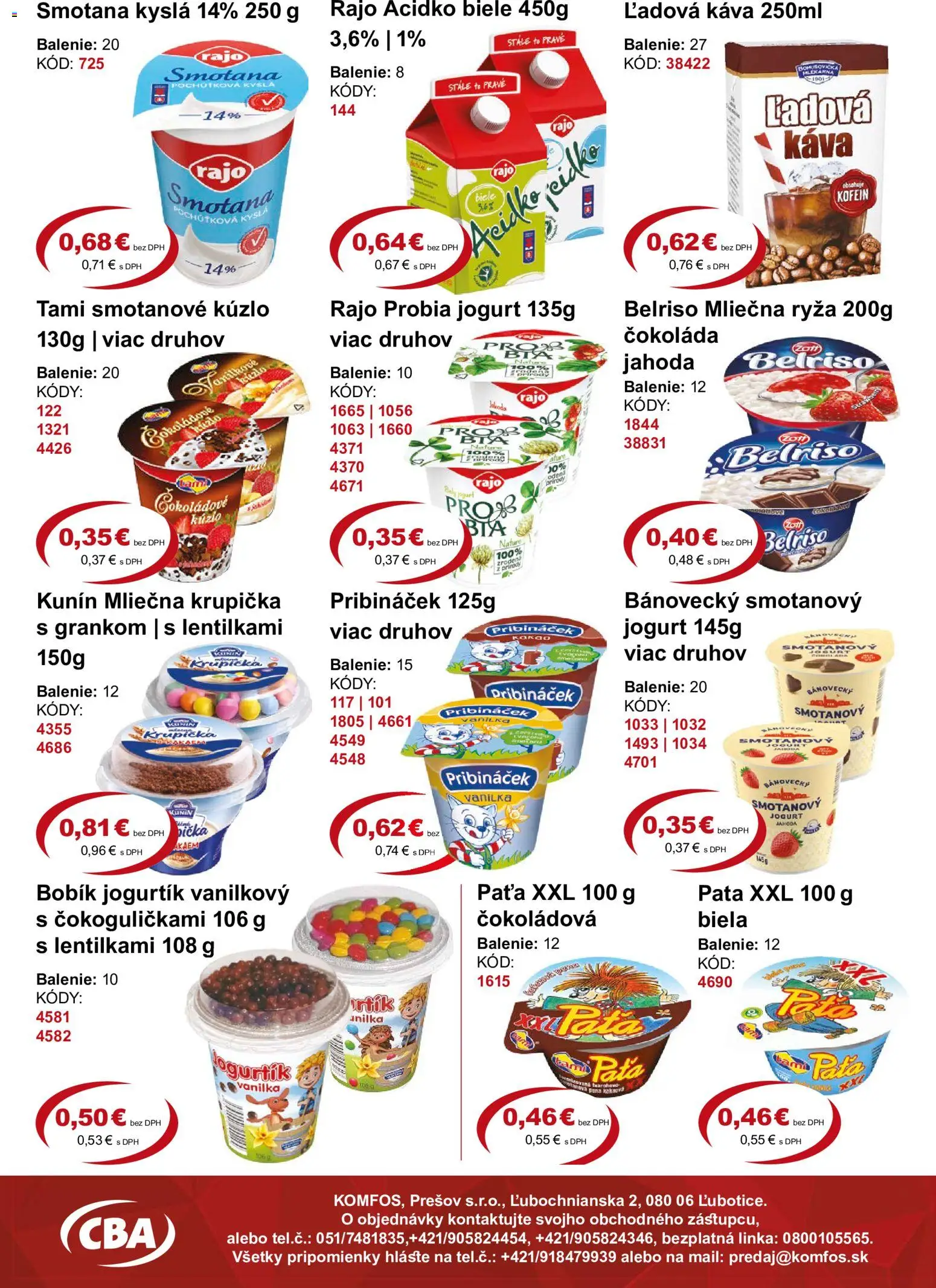 Nové CBA Komfos akcie – leták je platný od 18.09.2026 | Strana: 2 | Produkty: Ryža, Smotana, Čokoláda, Vanilka