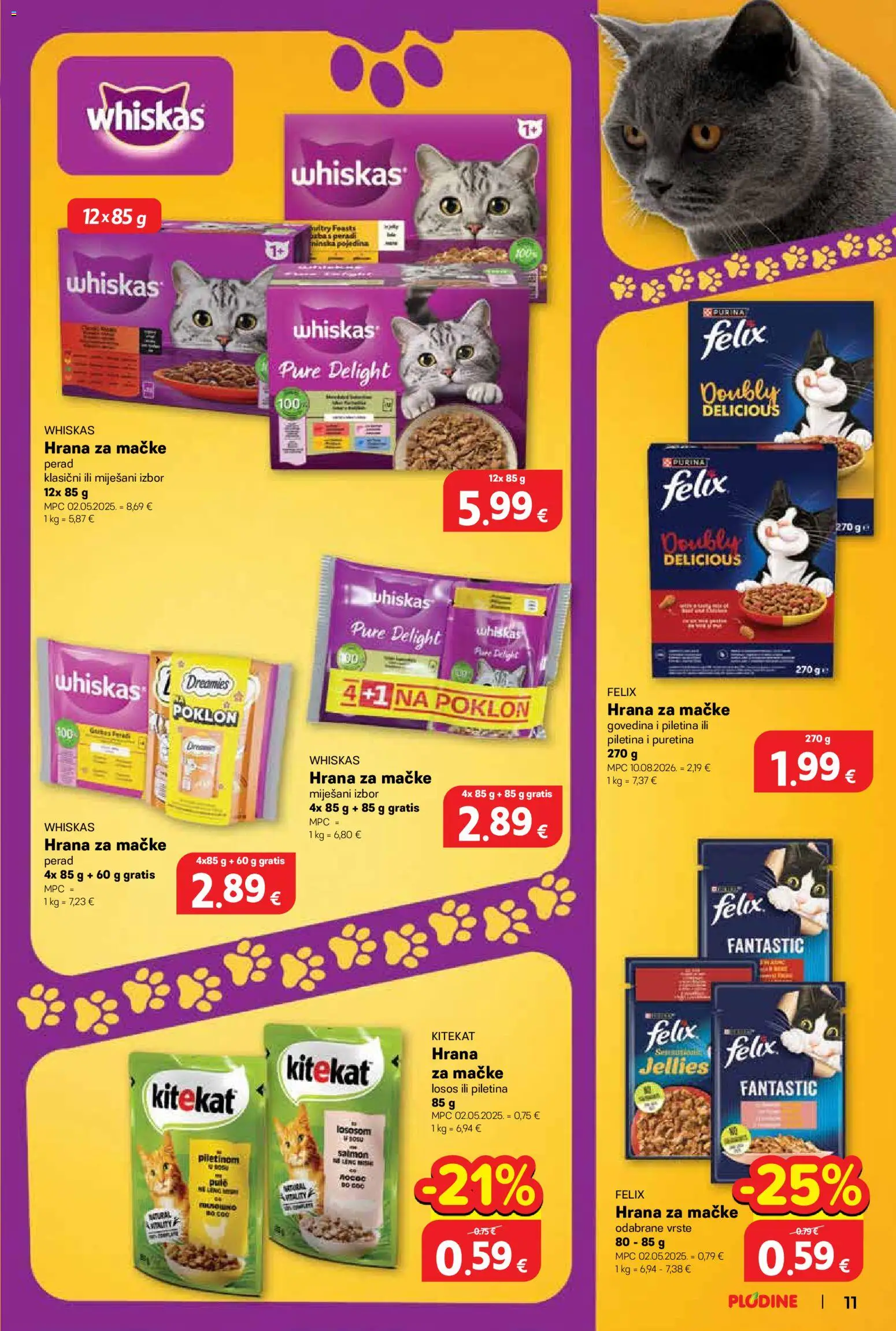 Plodine katalog | vrijedi od 01.10.2026 | Stranica: 11 | Proizvodi: Whiskas, Piletina, Losos, Perad