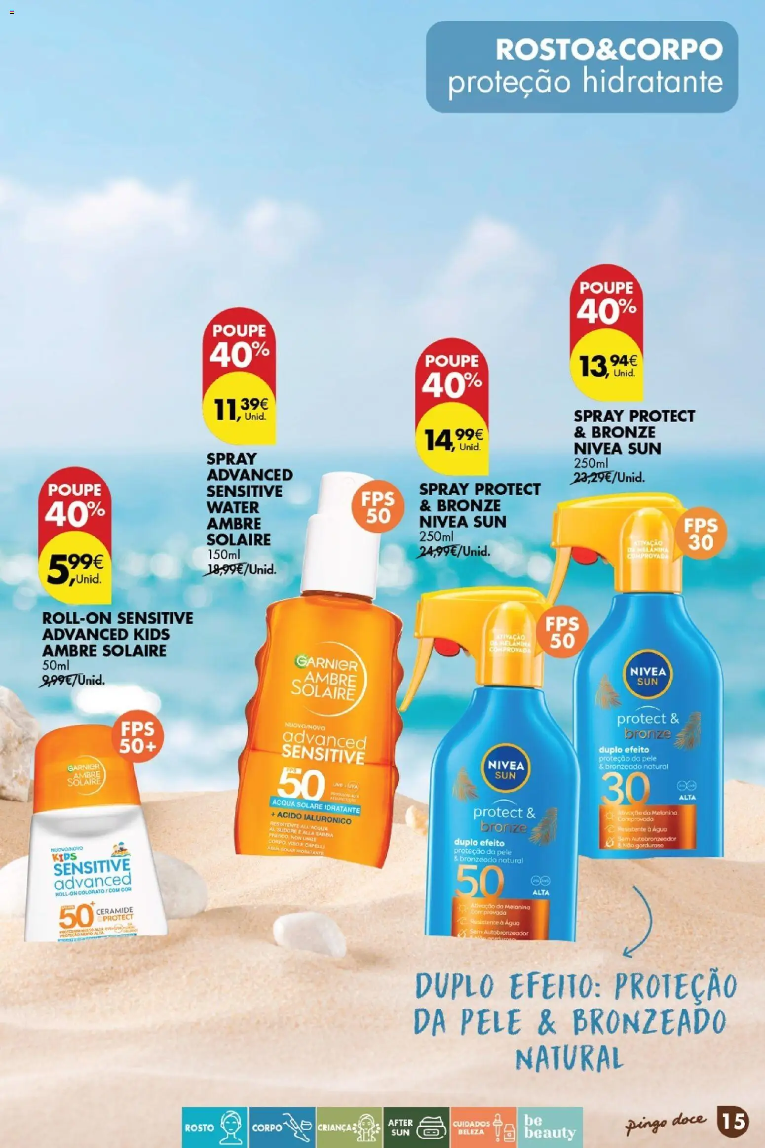 Pingo Doce Catálogo de solares 2026 │ válido de 24.03.2026 | Página: 15 | Produtos: Agua, Autobronzeador