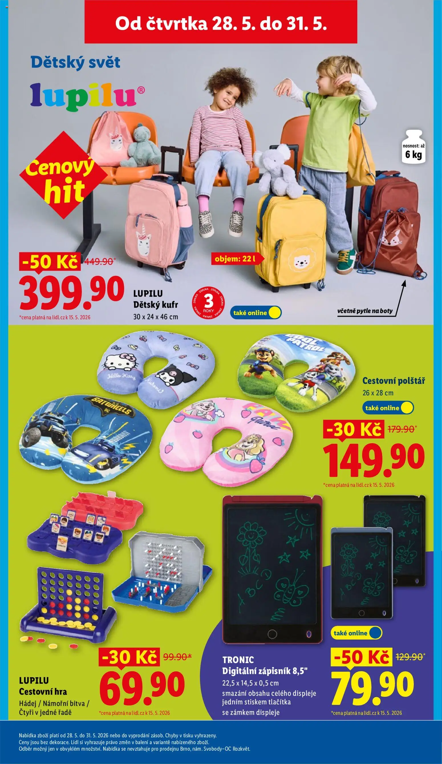 Lidl leták od 28.05.2026 | Strana: 39 | Produkty: Notebook, Hra, Cestovní polštář, Polštář