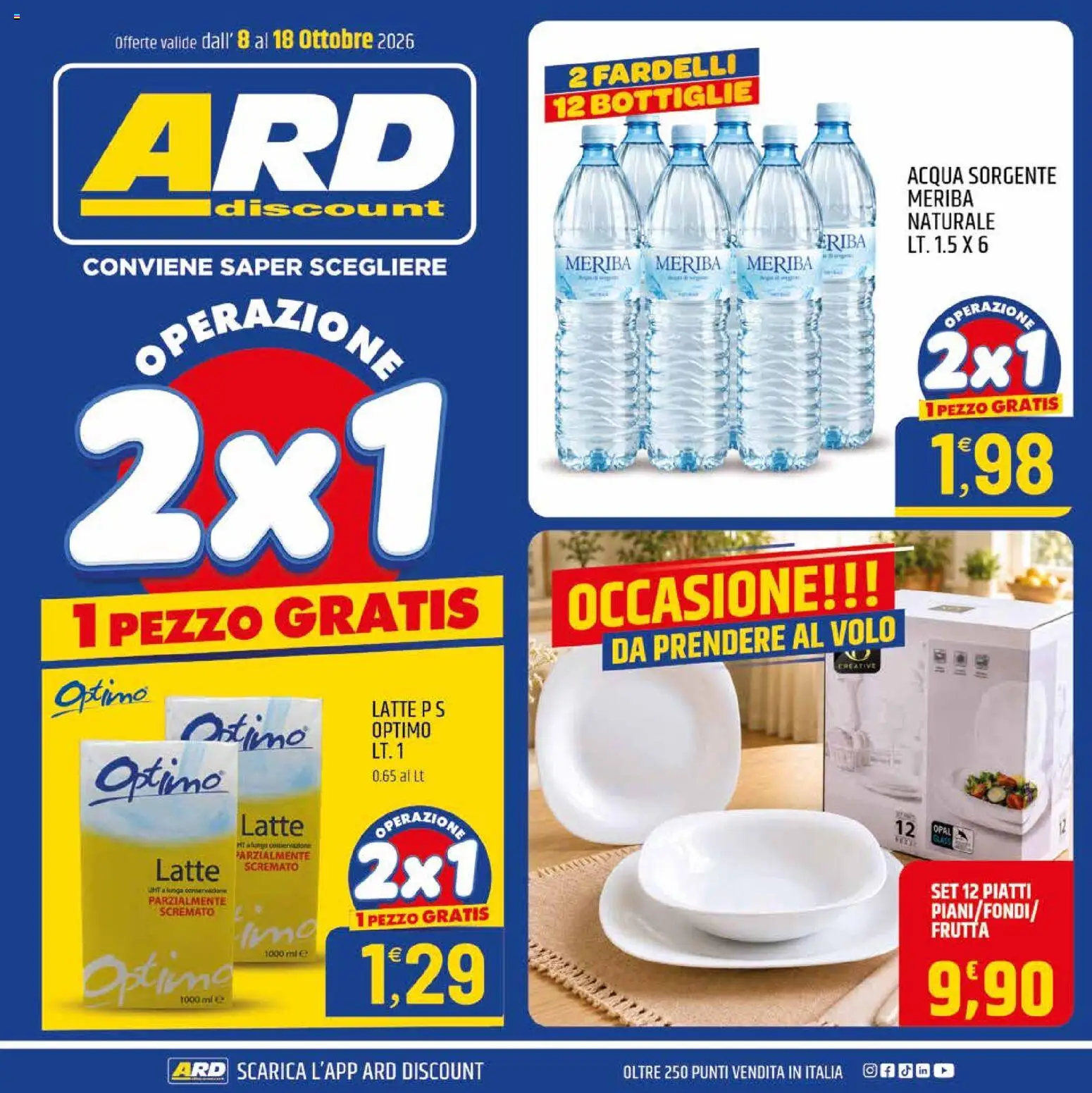 Volantino ARD Discount del 08/10/2026 | Pagina: 17 | Prodotti: Piatti, Acqua, Frutta, Latte