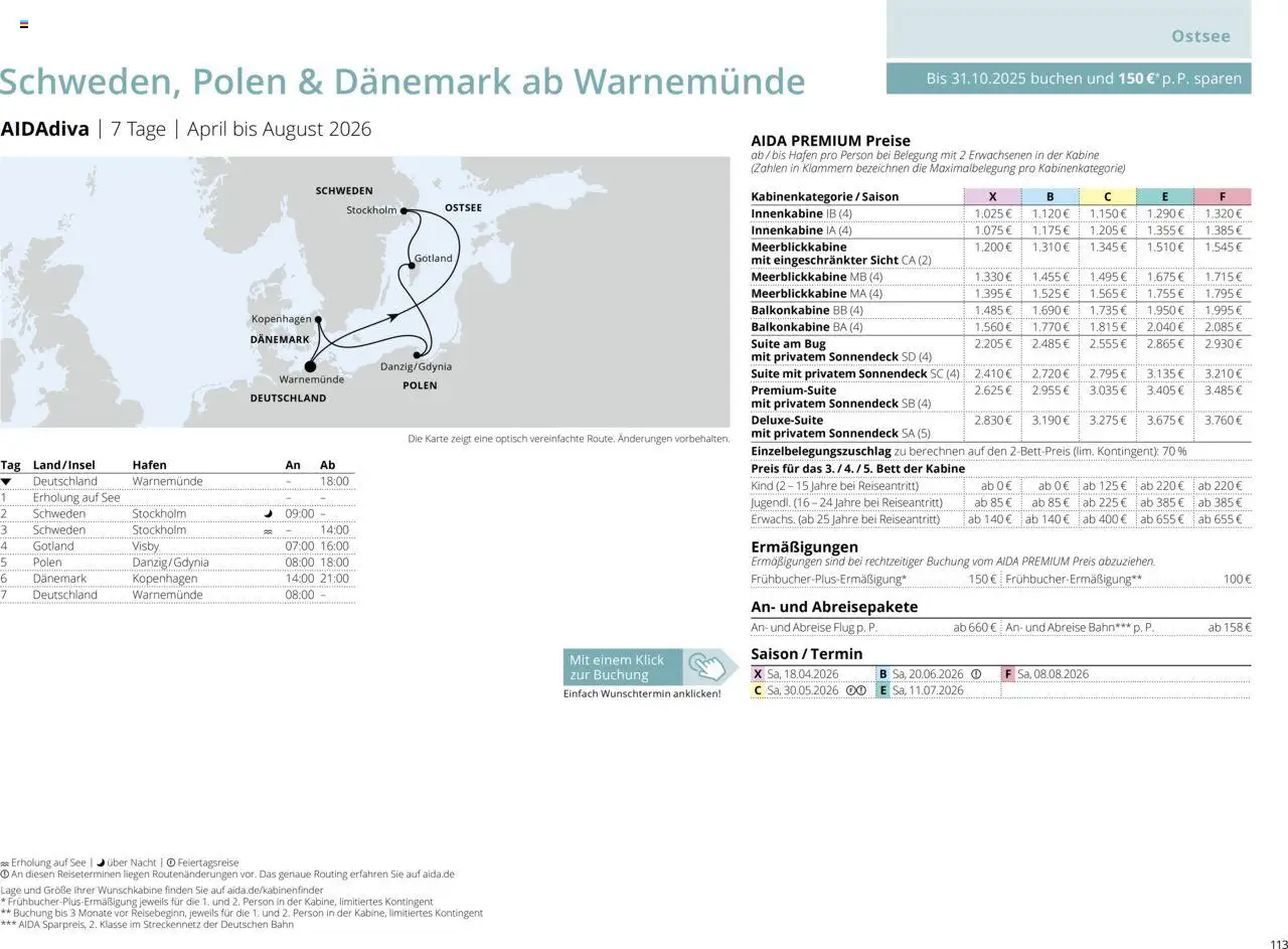 Aida Sommer 2026 – gültig ab 01.03.2026 | Seite: 113 | Produkte: Bett