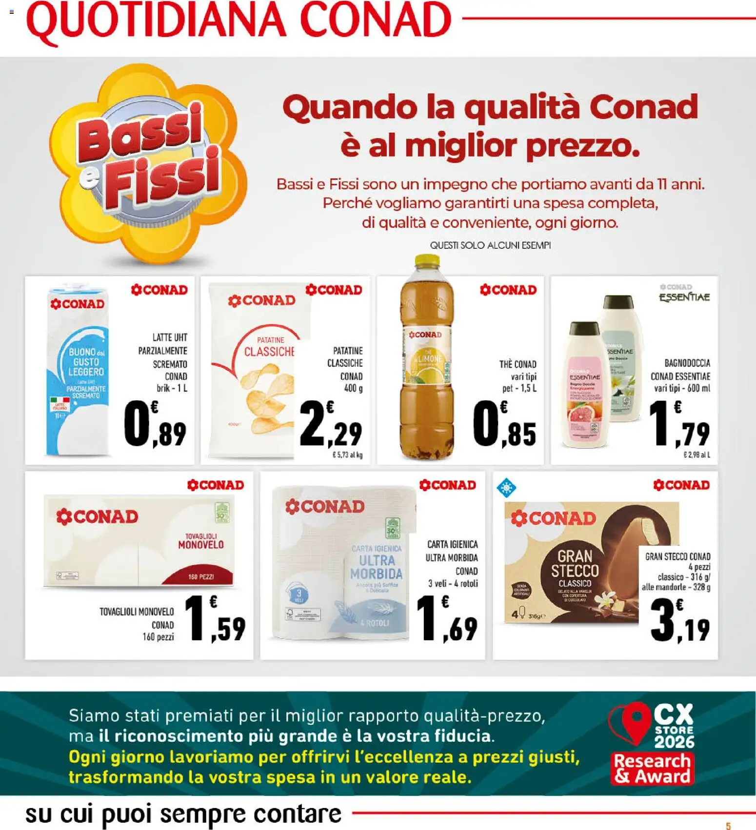 Volantino Conad del 08/07/2026 | Pagina: 5 | Prodotti: Carta igienica, Mandorle, The, Doccia