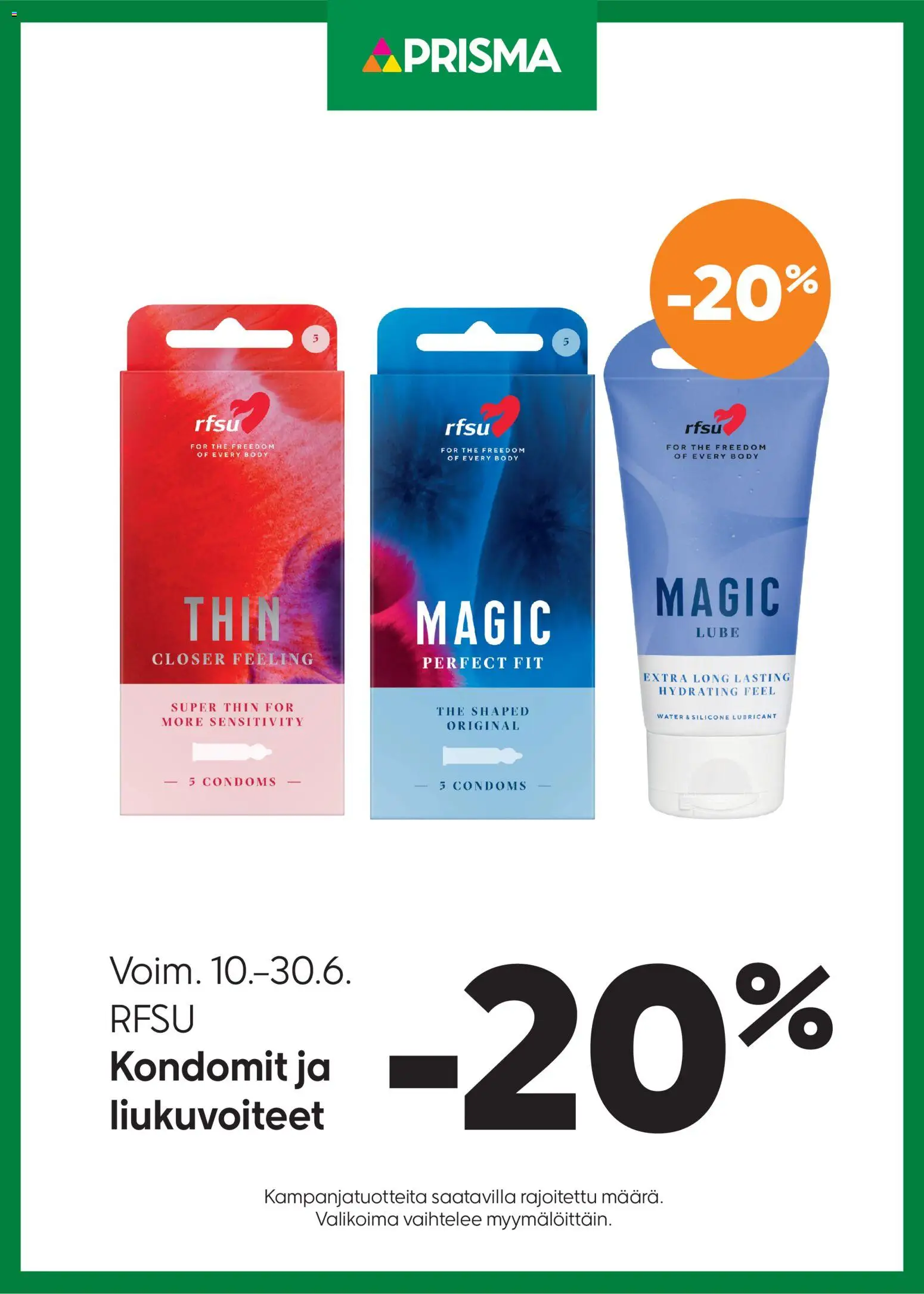 Prisma tarjoukset RFSU – voimassa 10.06.2026 alkaen | Sivu: 1 | Tuotteet: Kondomit