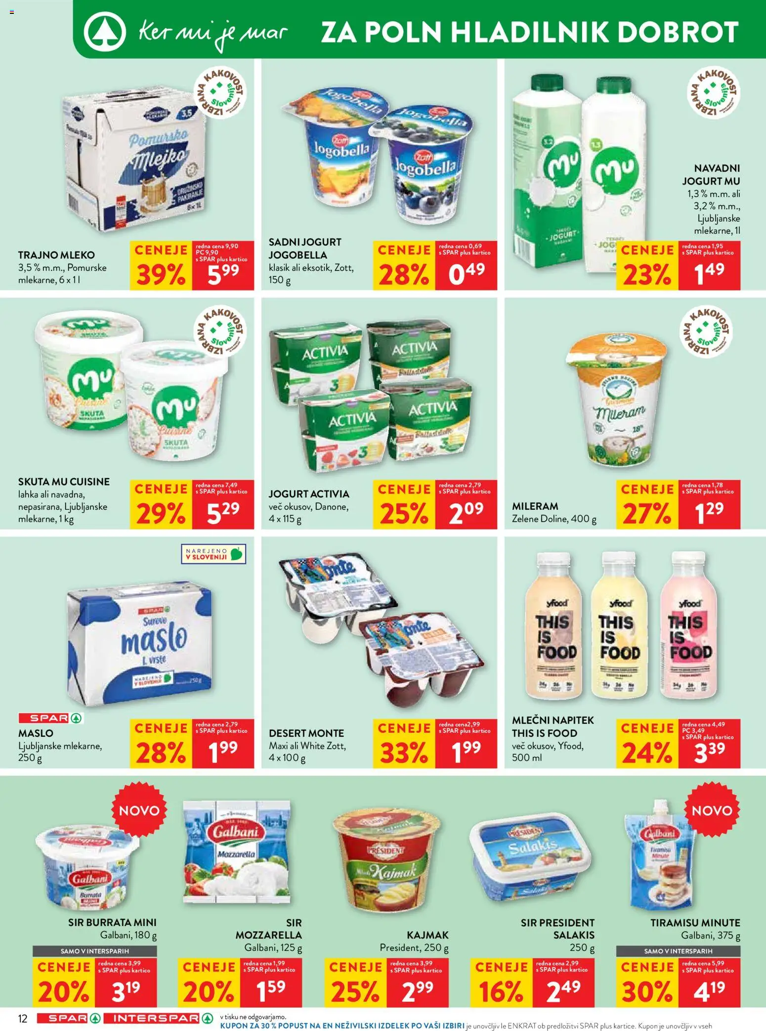 Novi Spar katalog ponudbe – veljaven od 17.06.2026 | Stran: 18 | Izdelki: Mileram, Maslo, Jogurt, Skuta