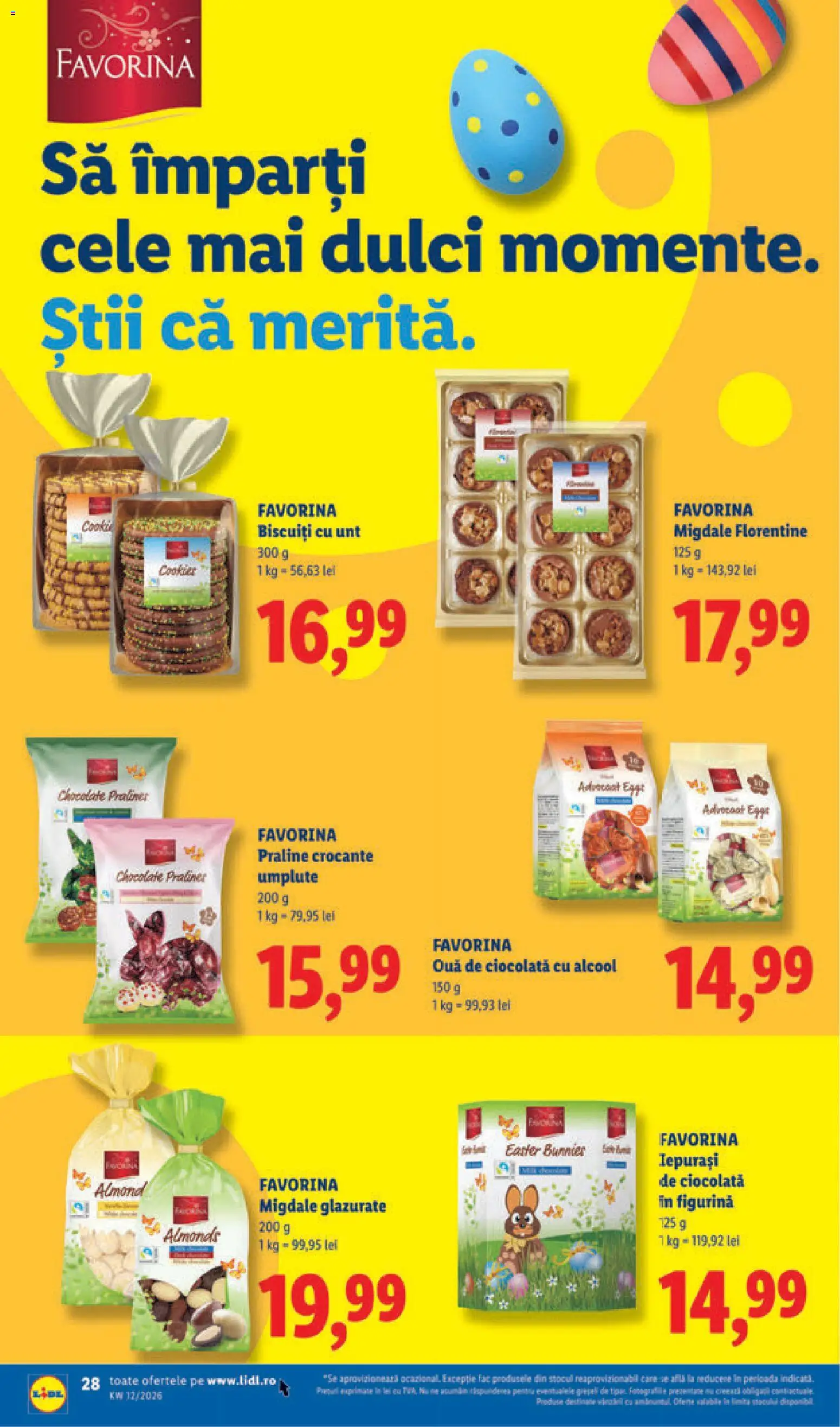 Noul catalog Lidl – valabil de la 16.03.2026 | Pagină: 28 | Produse: Migdale, Ouă, Ciocolată, Biscuiți