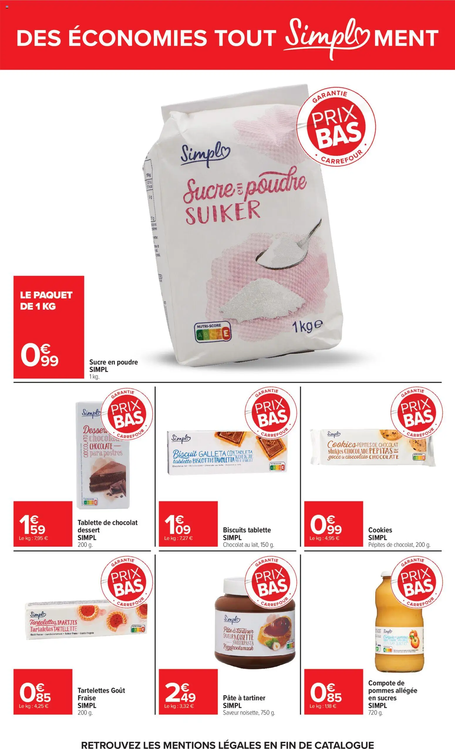 {H1} | Page: 7 | Produits: Sucre, Pépites de chocolat, Poudre, Pommes