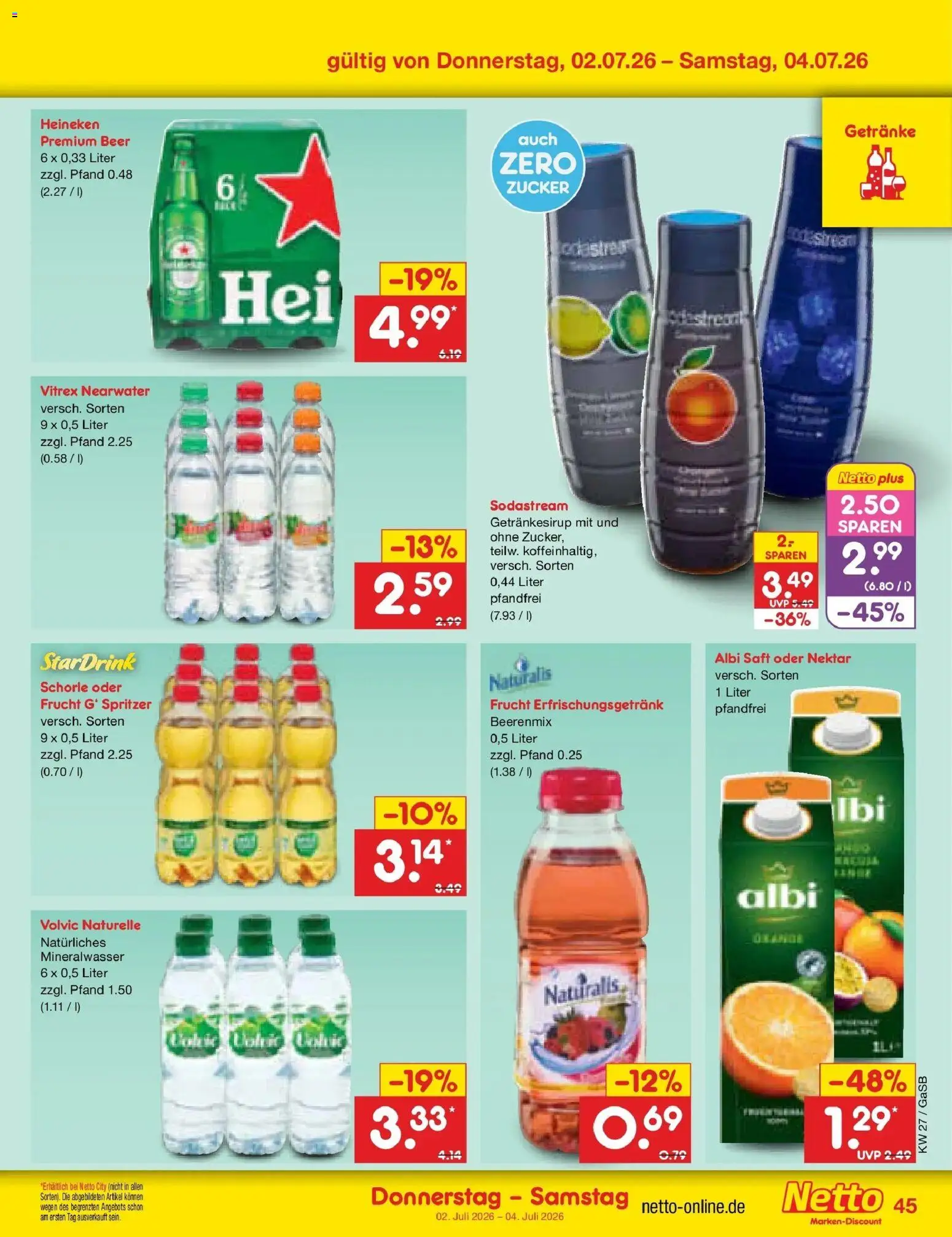 Netto Marken-Discount Prospekt Bremen-Lesum – gültig ab 29.06.2026 | Seite: 65 | Produkte: Mineralwasser, Heineken, Volvic, Sodastream