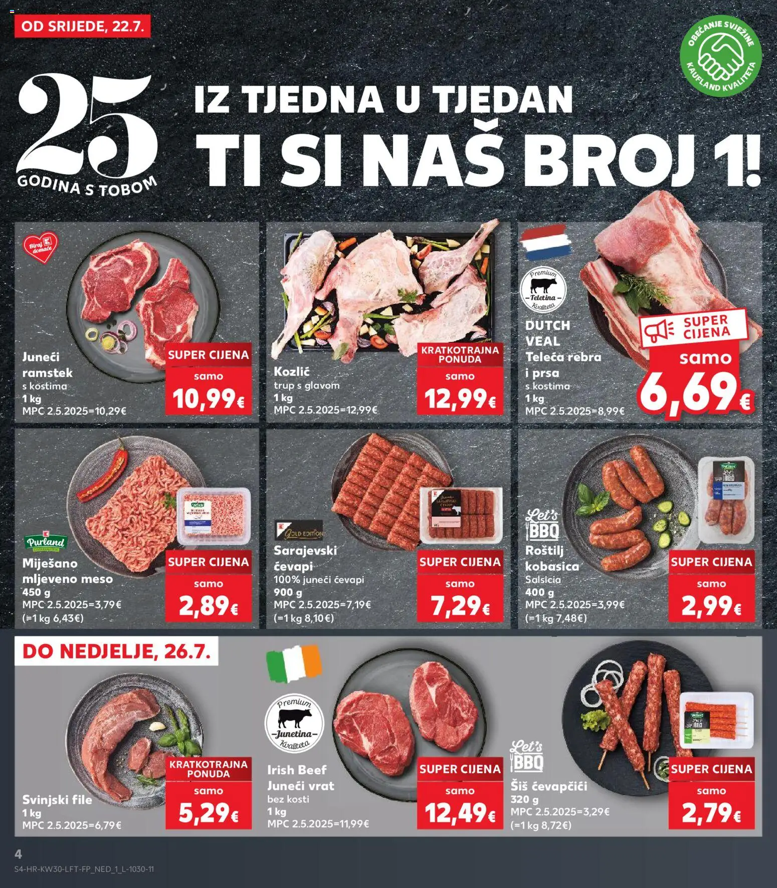 Kaufland HR akciós ujság - amely érvényes a következő dátumtól: 2026.07.22. | Oldal: 4 | Termékek: BBQ, Filé