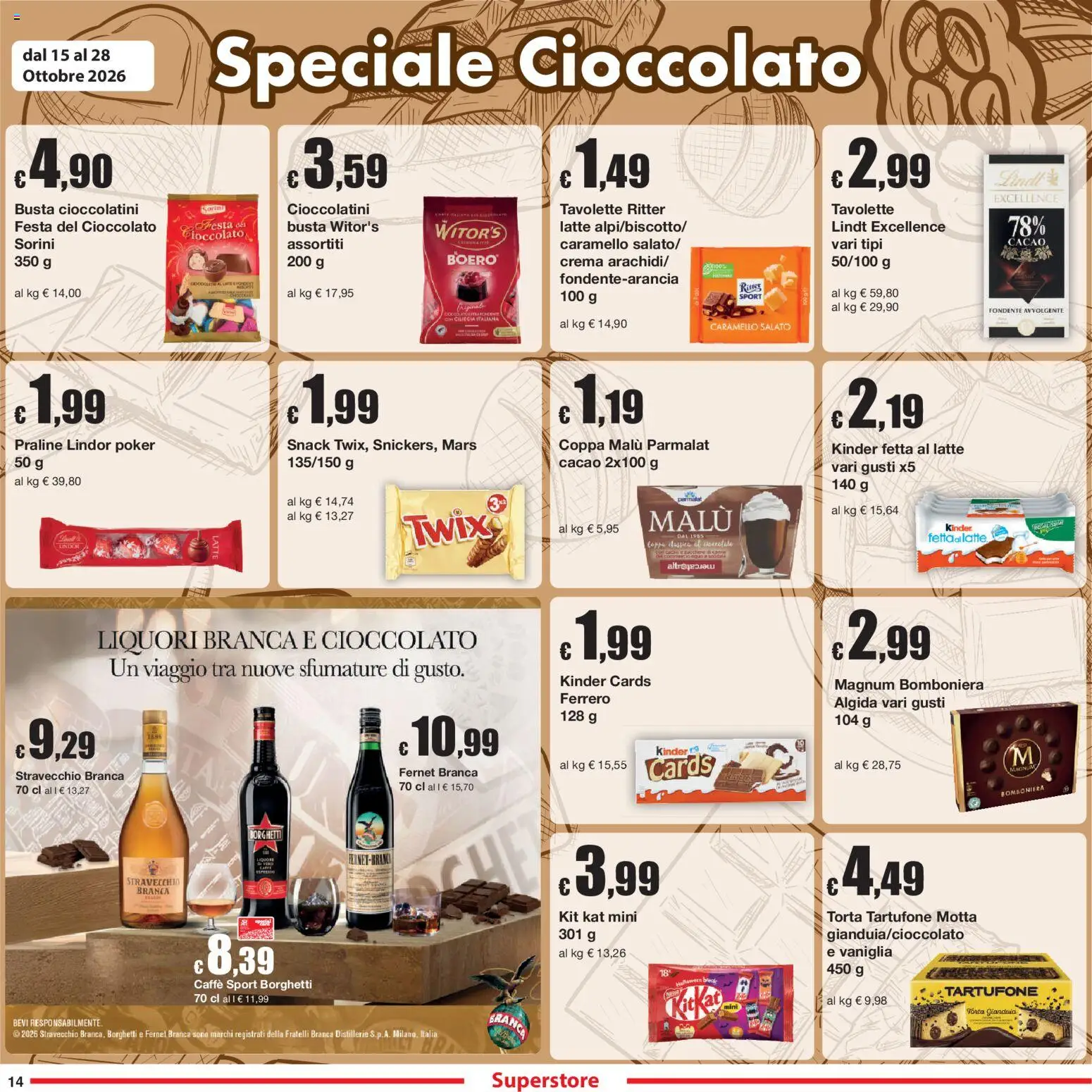 Volantino Sì con Te del 15/10/2026 | Pagina: 14 | Prodotti: Cioccolato, Lindt, Torta, Cacao