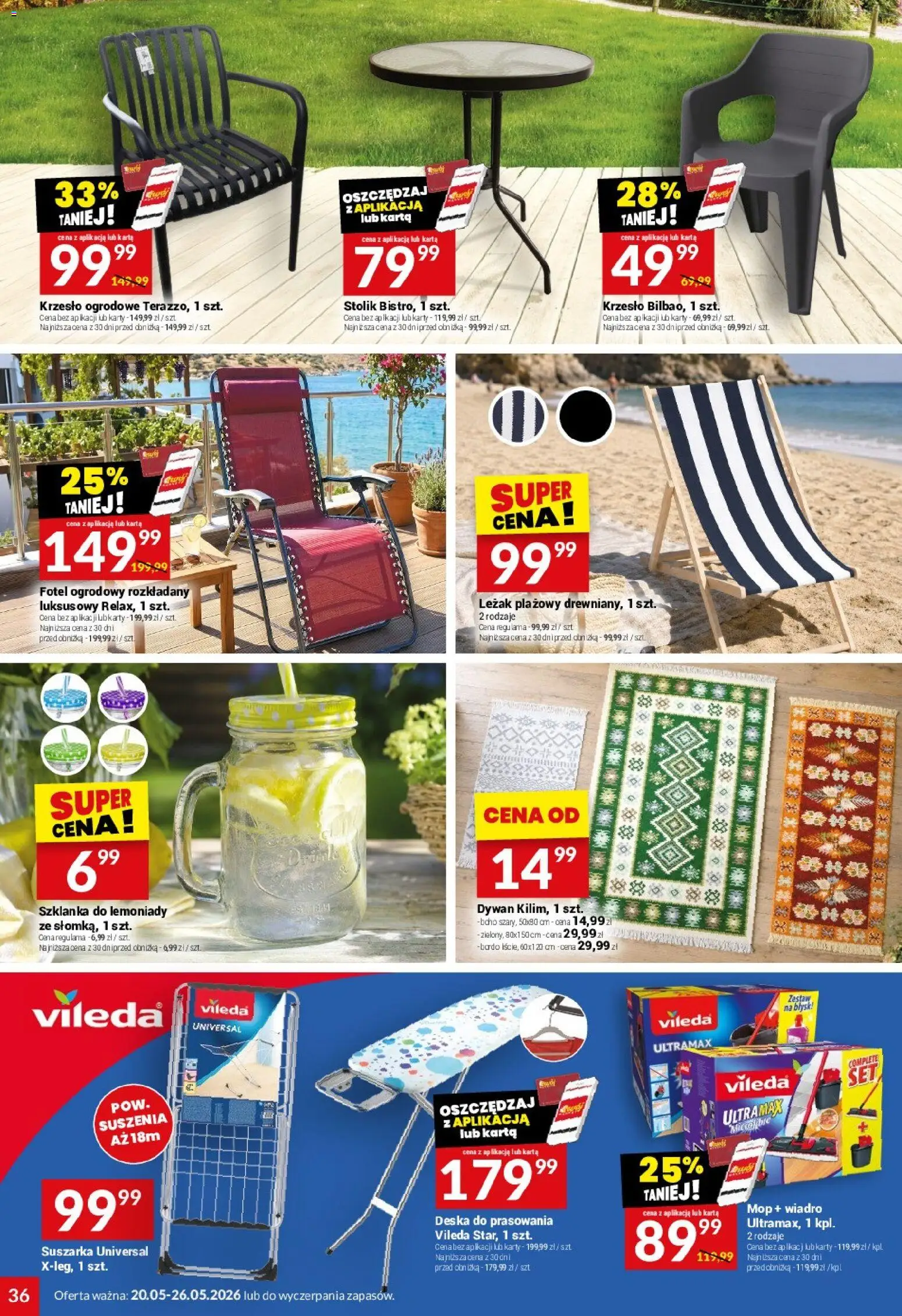 Twój Market gazetka od 20.05.2026 | Strona: 36 | Produkty: Szklanka, Fotel ogrodowy, Fotel, Krzesło