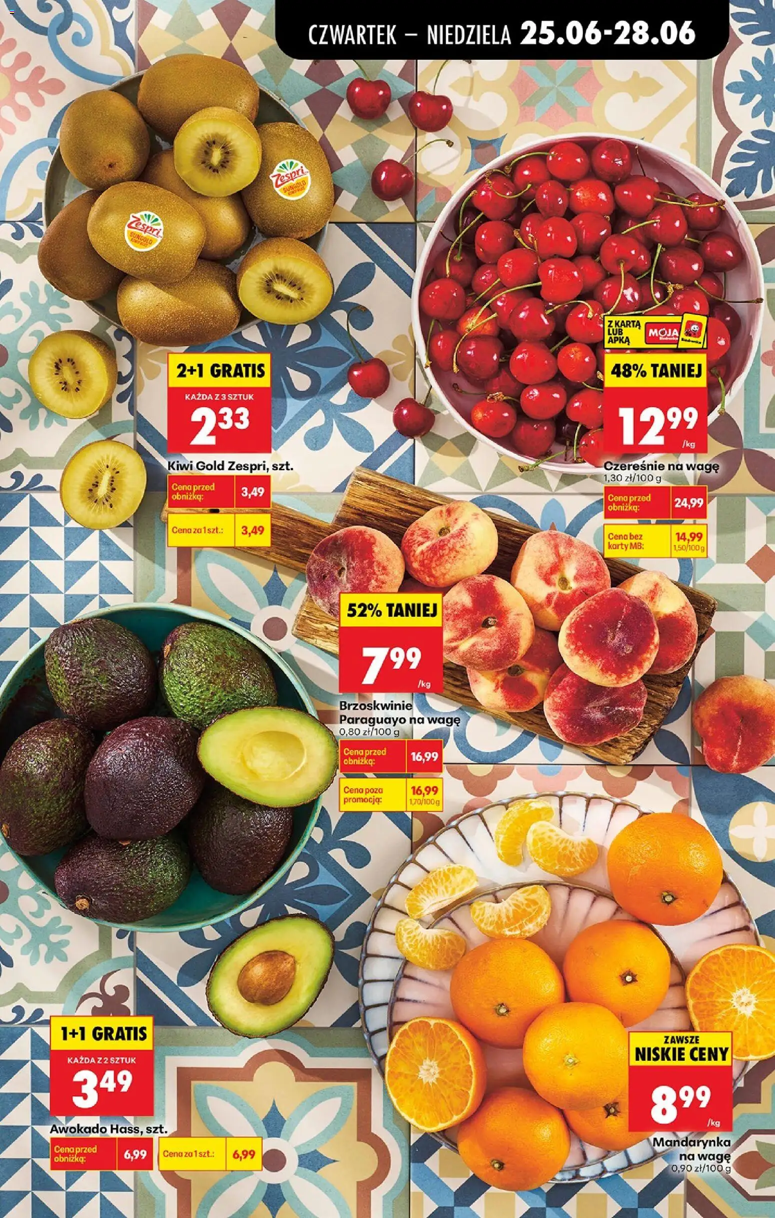 Biedronka gazetka od czwartku od 25.06.2026 | Strona: 23 | Produkty: Czereśnie, Brzoskwinie, Kiwi, Awokado
