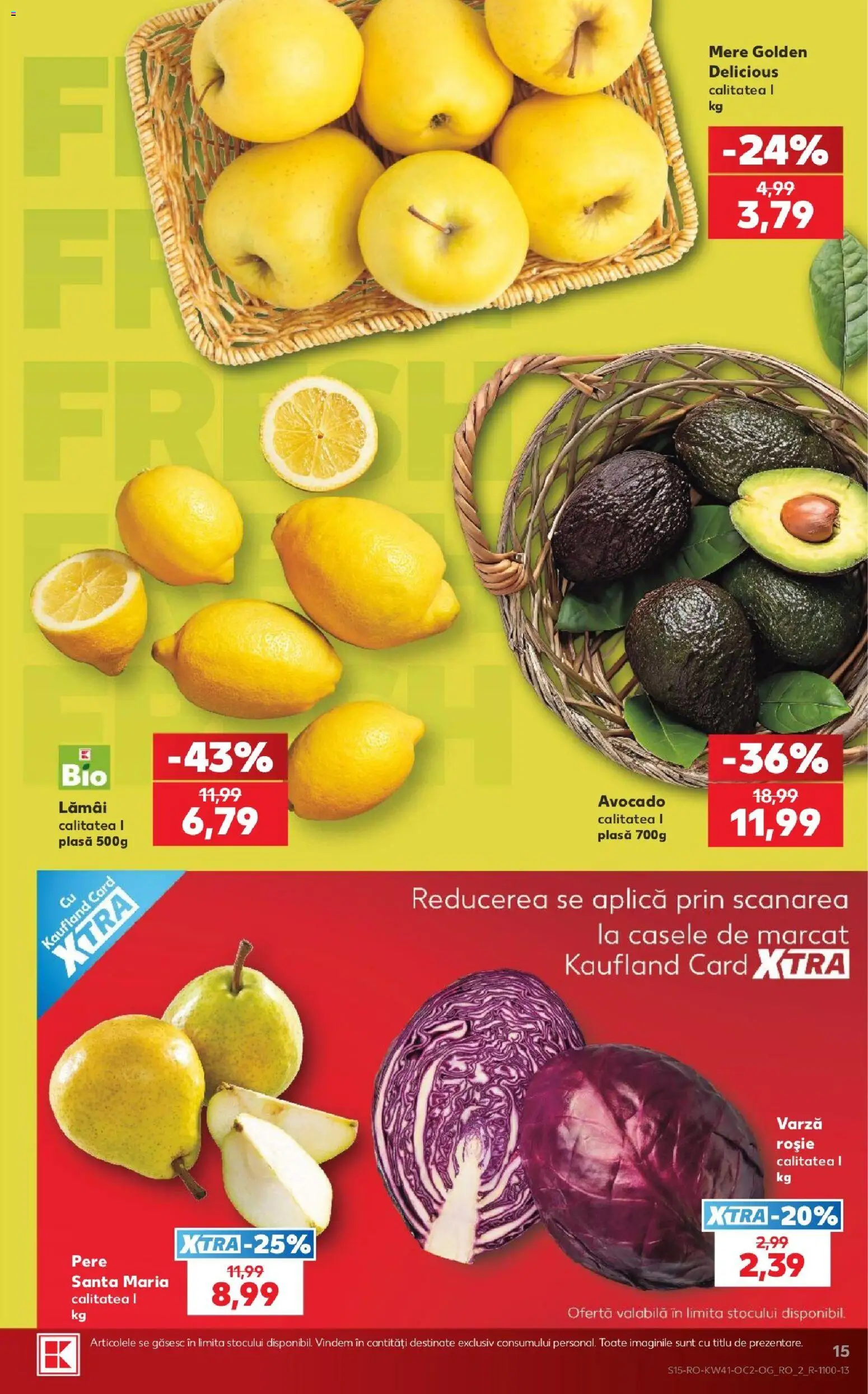 Noul catalog Kaufland – valabil de la 07.10.2026 | Pagină: 15 | Produse: Varză, Lamai, Aplică, Pere