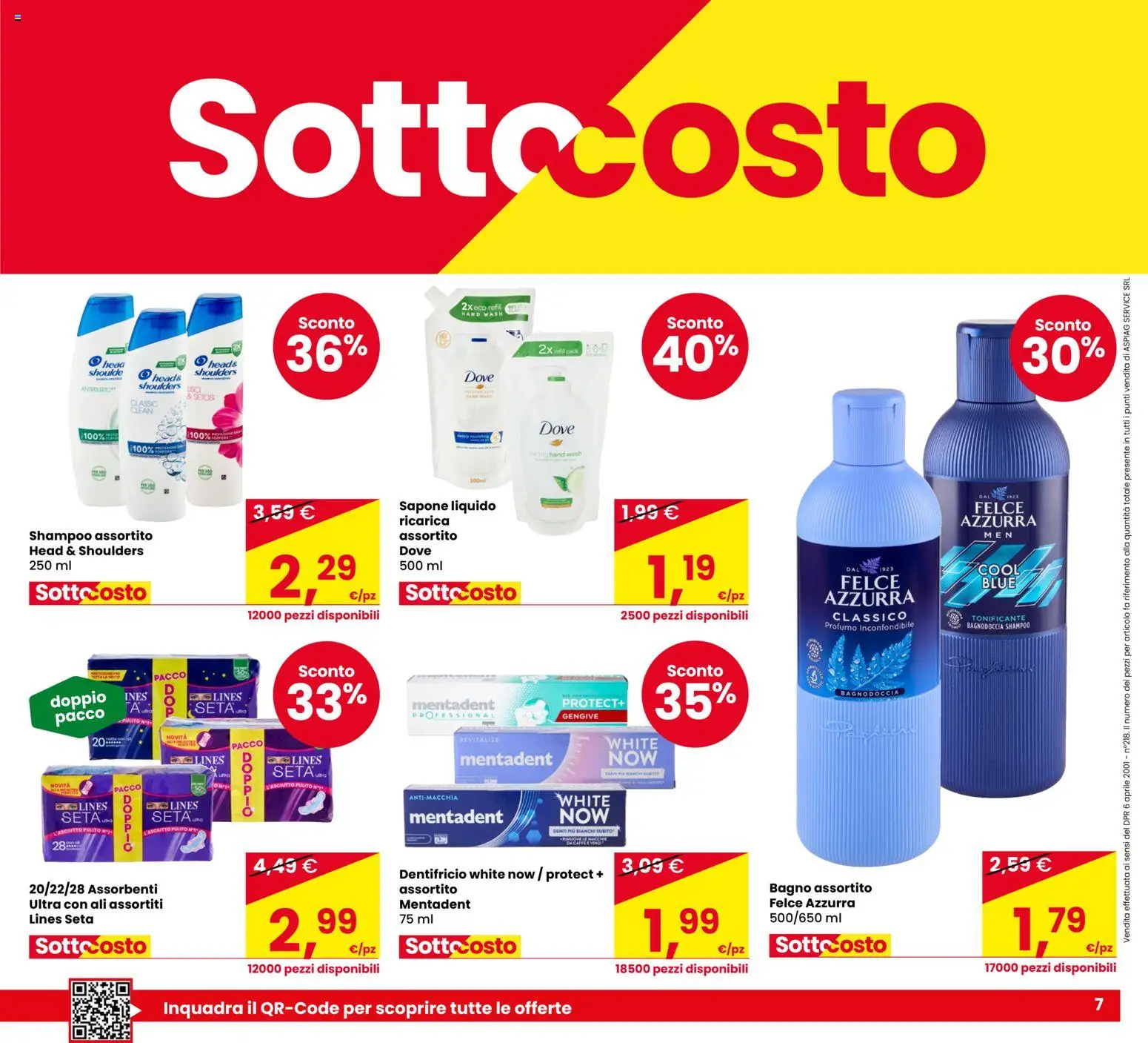 Volantino Eurospar del 01/10/2026 | Pagina: 7 | Prodotti: Shampoo, Sapone, Dentifricio, Profumo