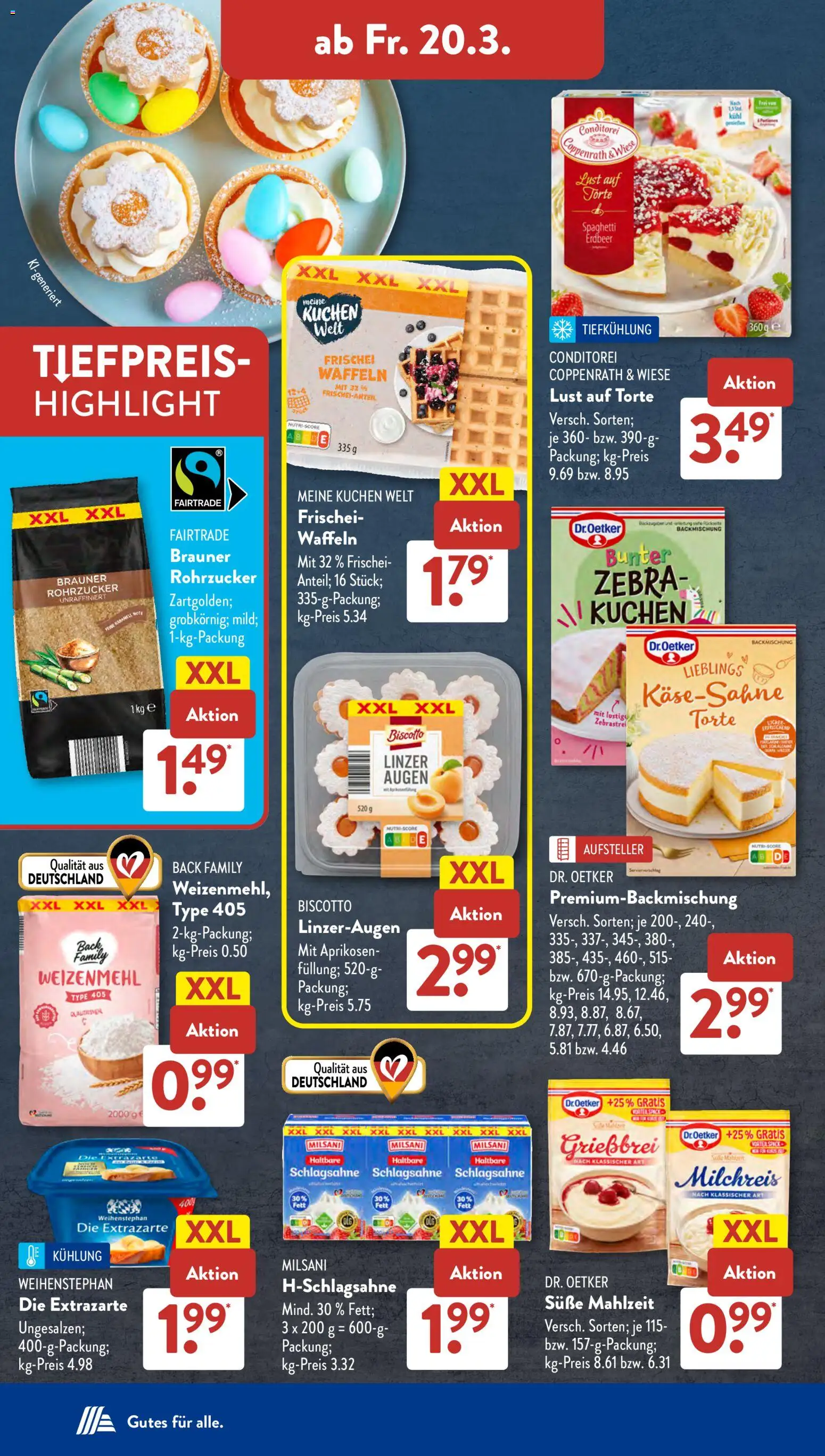 Aldi Süd Prospekt 	 – gültig ab 16.03.2026 | Seite: 27 | Produkte: Schlagsahne, Weizenmehl, Waffeln, Kuchen