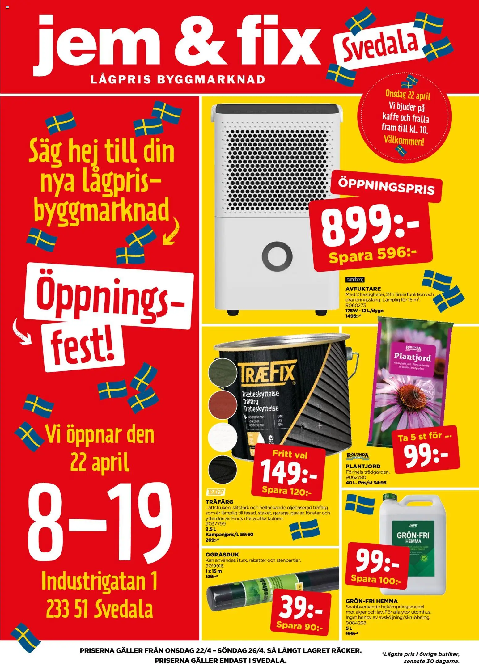 Jem & Fix reklamblad aktuell från 22.04.2026 | Sida: 1 | Produkter: Jord, Såg, Galler, Kaffe