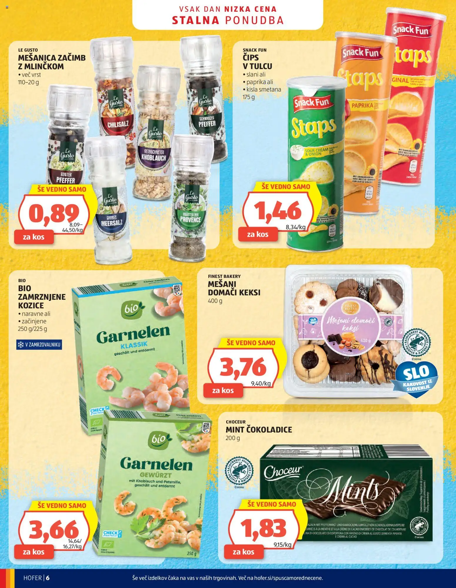 Hofer SI katalog | vrijedi od 27.05.2026 | Stranica: 6 | Proizvodi: Keksi, Paprika, Čips, Kozice