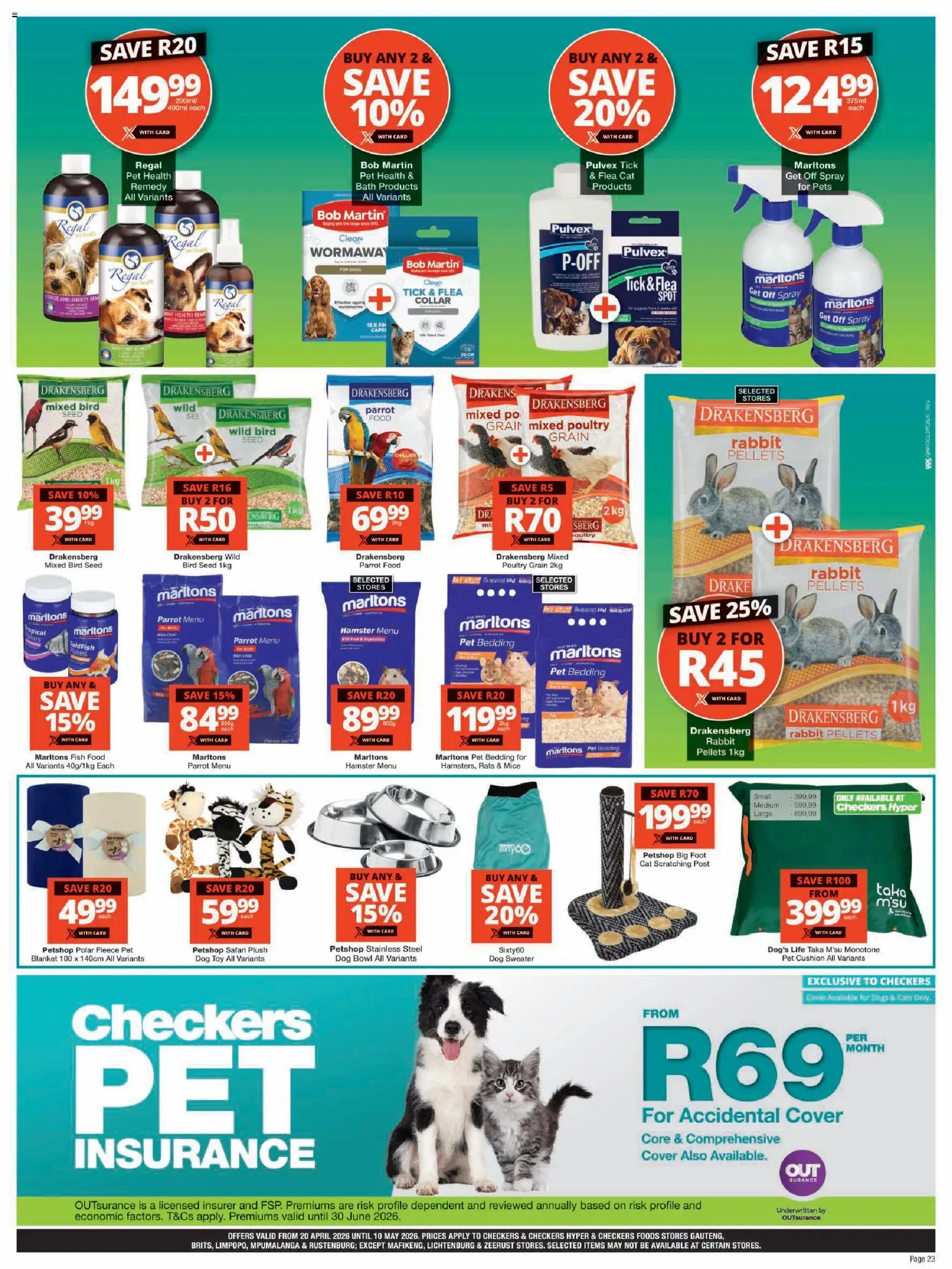 New Checkers catalogue – valid from 20.04.2026 | Page: 23 | Products: Cushion, Blanket, Limpiador íntimo, Fish
