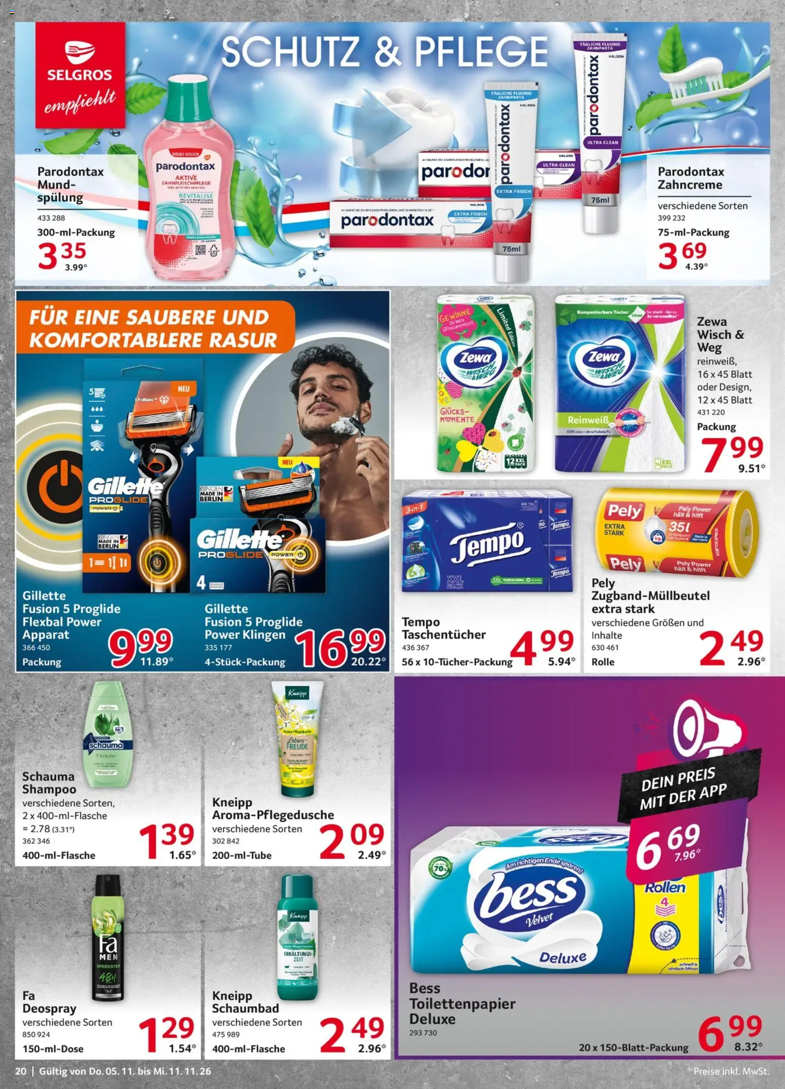 Selgros Prospekt – gültig ab 05.11.2026 | Seite: 20 | Produkte: Zewa, Spülung, Tempo, Deospray