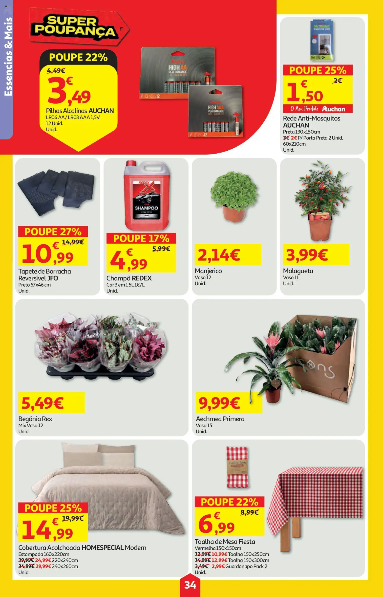 Auchan folheto │ válido de 18.06.2026 | Página: 34 | Produtos: Pilhas, Mesa, Tapete, Vaso