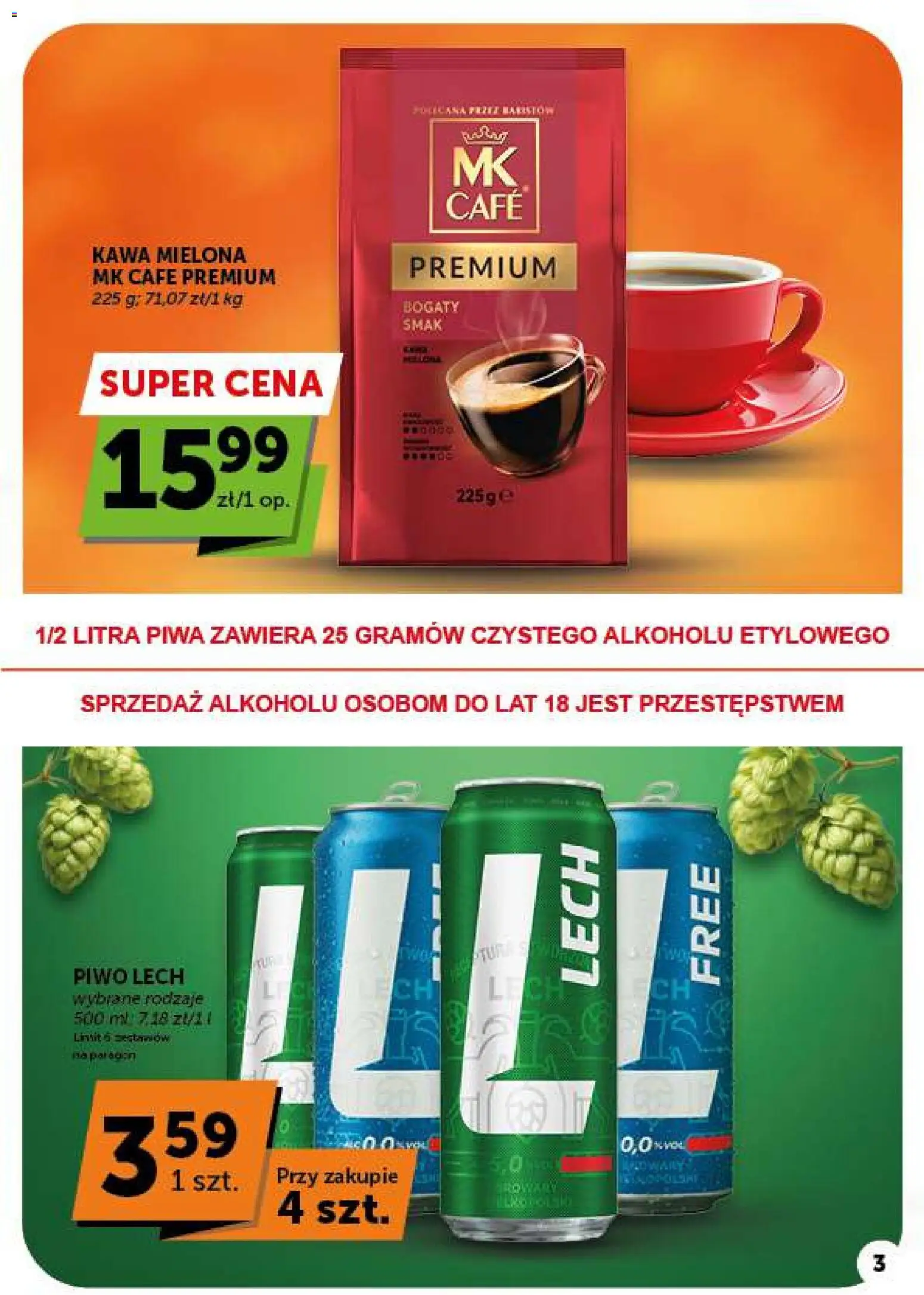 Euro Sklep gazetka od 22.10.2026 | Strona: 3 | Produkty: Lech, Kawa, Piwo, Kawa mielona