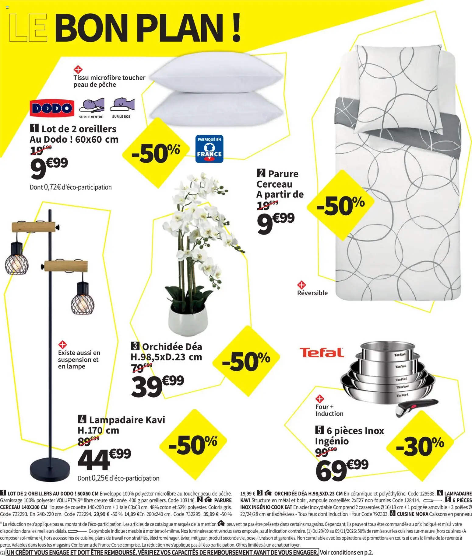 {H1} | Page: 28 | Produits: Orchidée, Tefal, Lampe, Couette