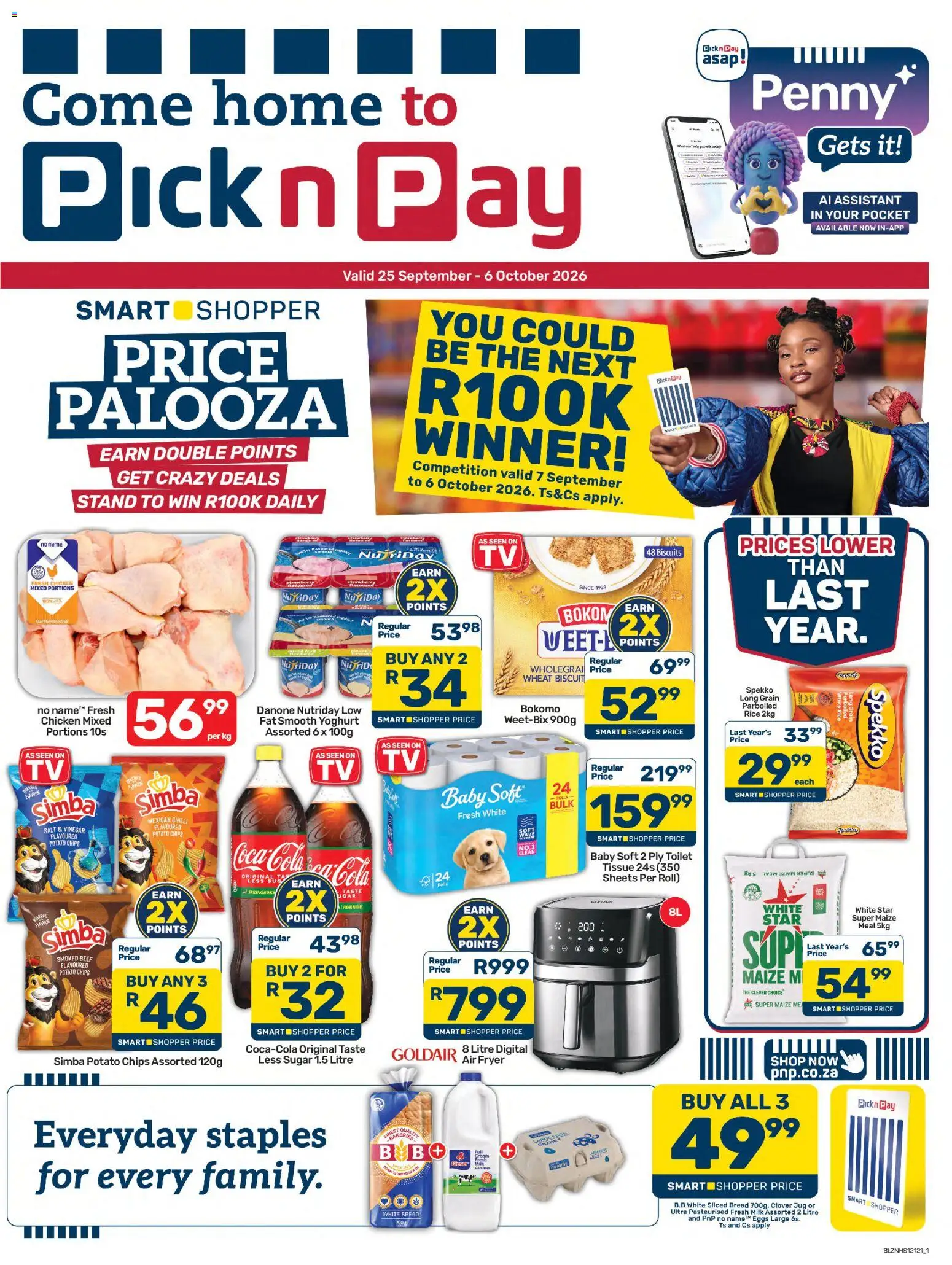 New Pick n Pay catalogue – valid from 25/09/2026 | Page: 1 | Products: Corn, Yoghurt, Eggs, Chicken