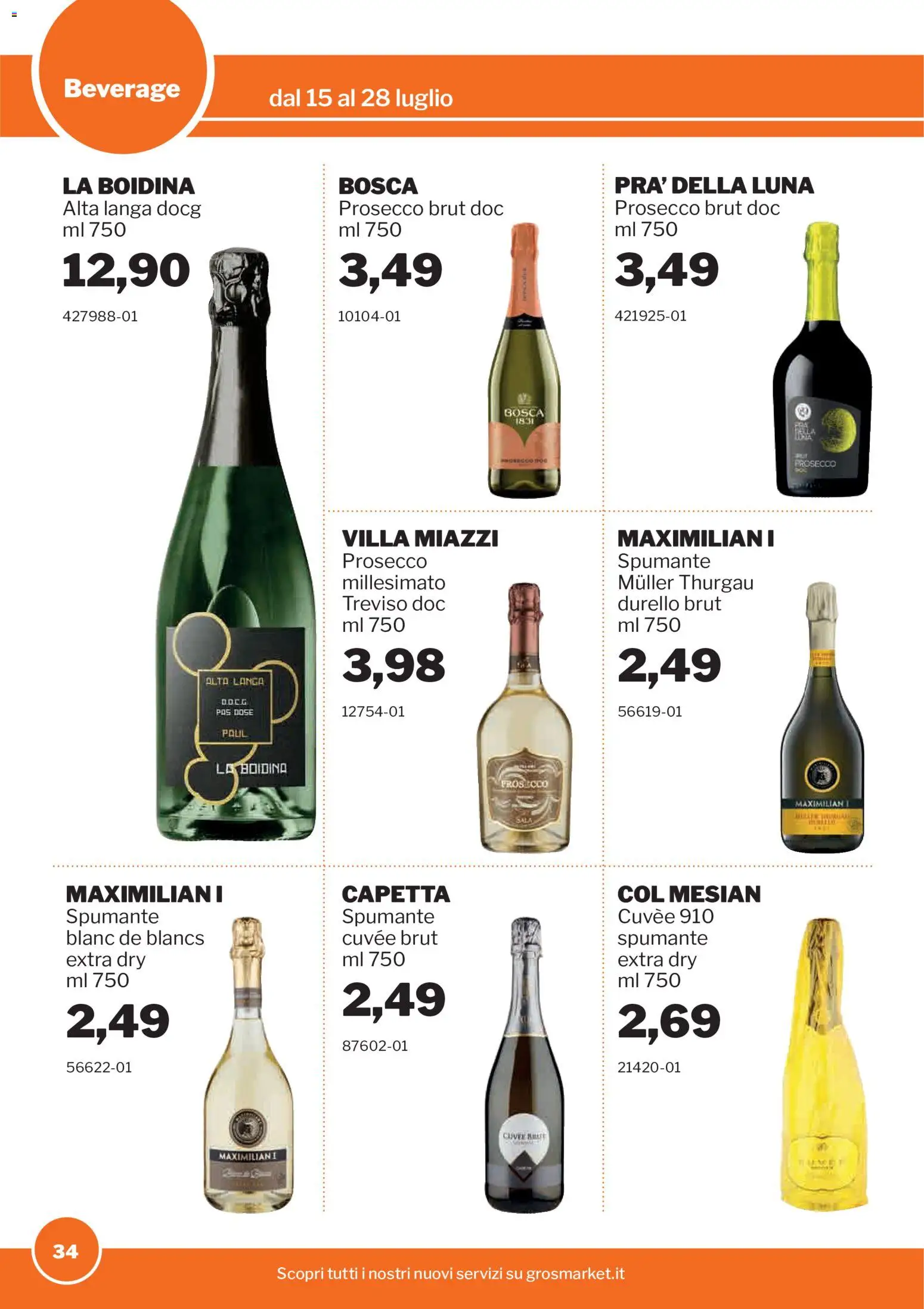 Volantino Sogegross del 15/07/2026 | Pagina: 34 | Prodotti: Prosecco, Spumante