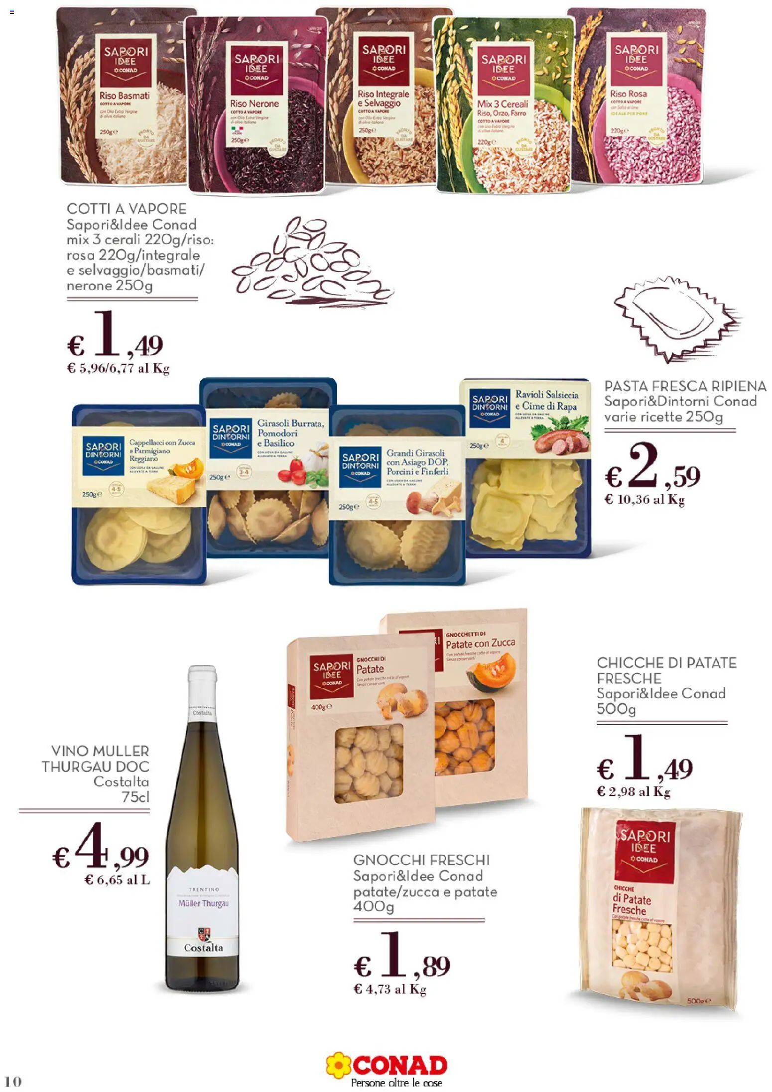 Volantino Conad del 09/09/2026 | Pagina: 10 | Prodotti: Pomodori, Pasta, Basilico, Gnocchetti