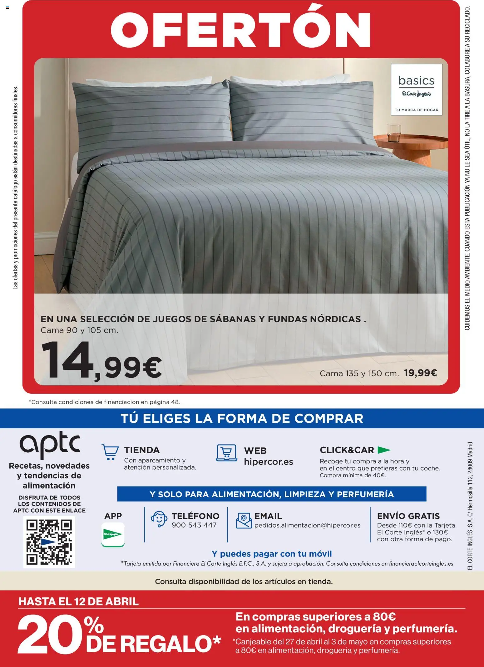 Hipercor catálogo │ válido desde el 09.04.2026 | Página: 58 | Productos: Teléfono, Cama