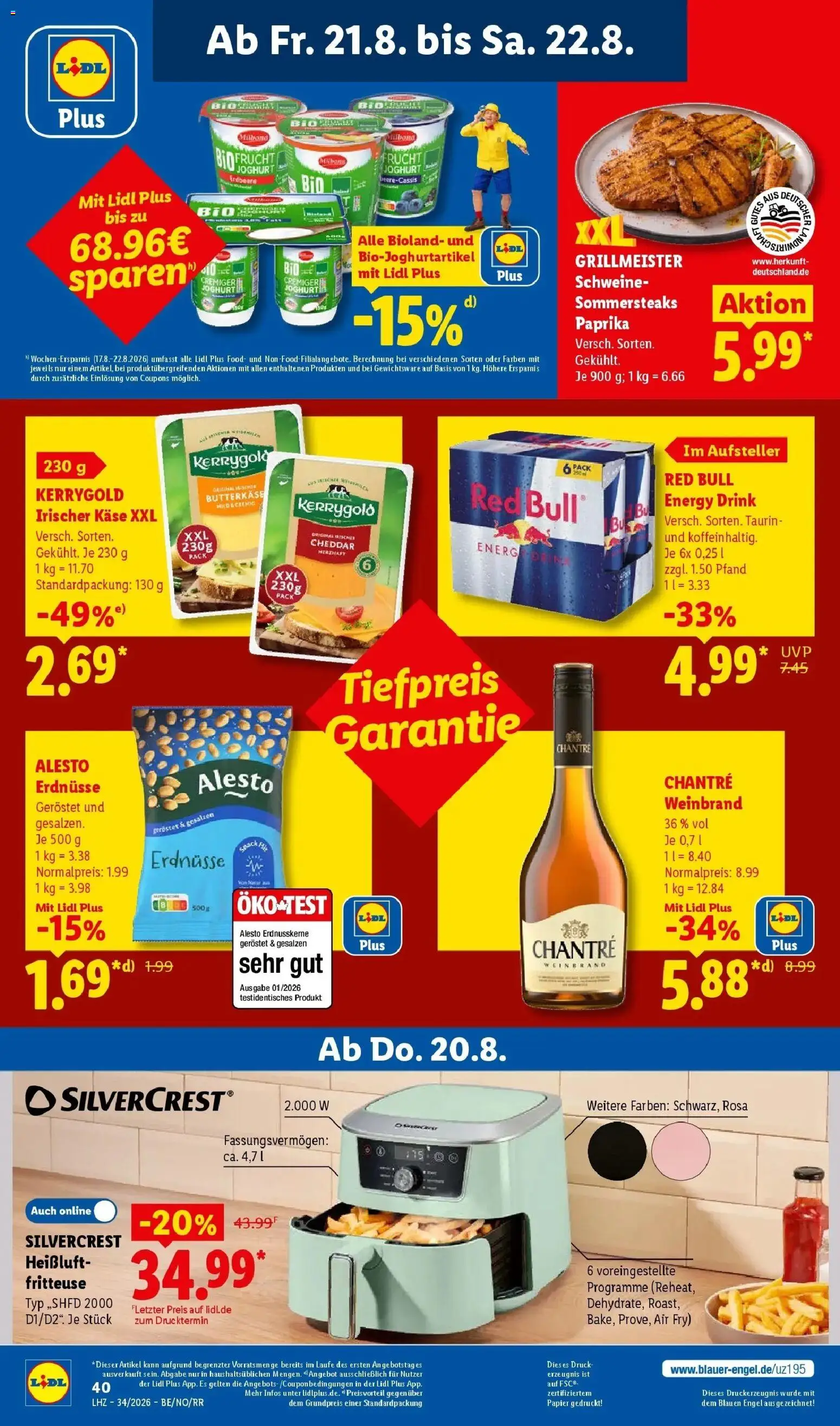 Lidl Prospekt Bad Rothenfelde (ab 17.08.2026) zum Blättern » Angebote | Seite: 68 | Produkte: Käse, Joghurt, Fritteuse, Heißluftfritteuse