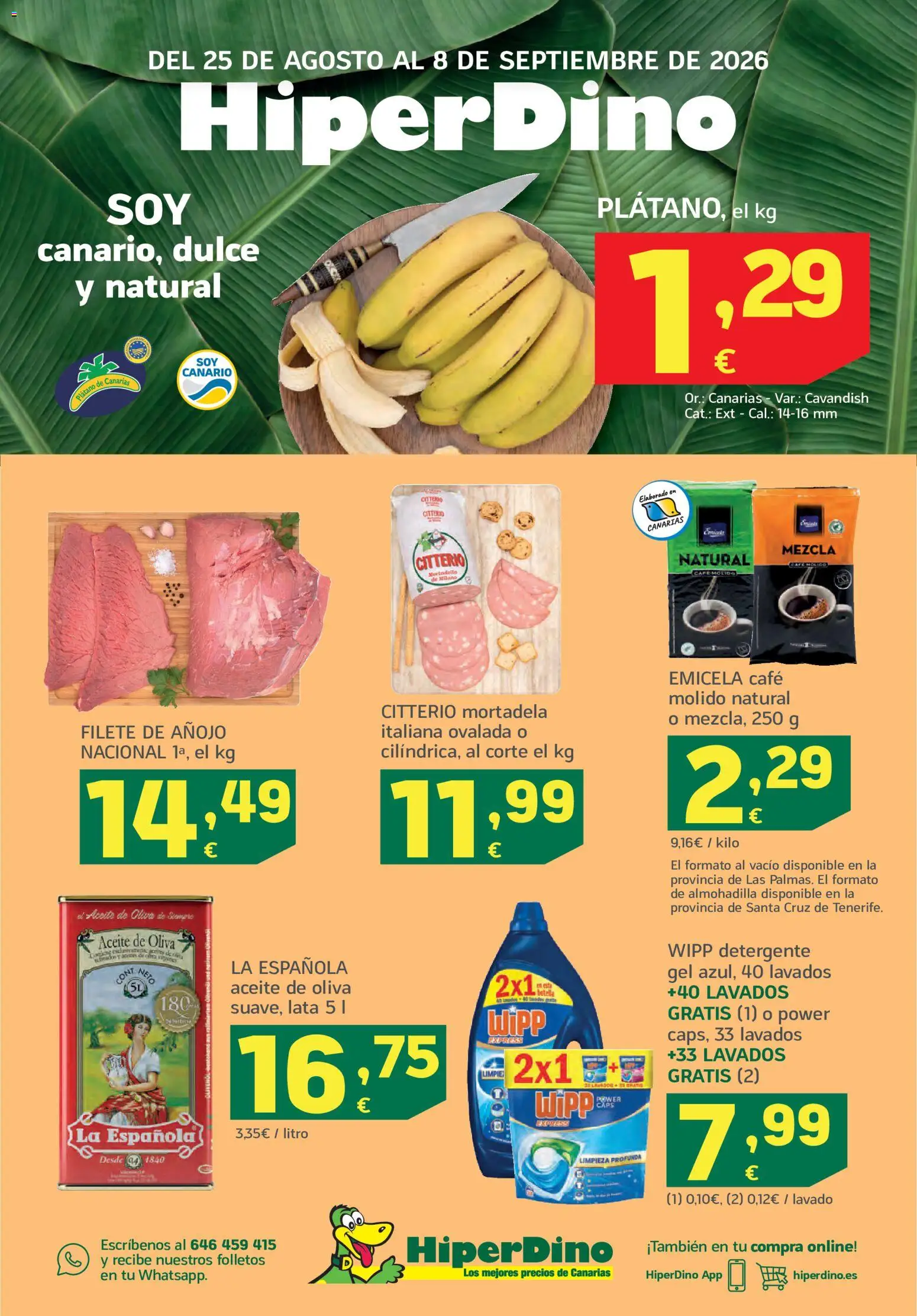 HiperDino folleto │ válido desde el 25/08/2026 | Página: 1 | Productos: Dulce, Aceite, Café molido, Aceite de oliva