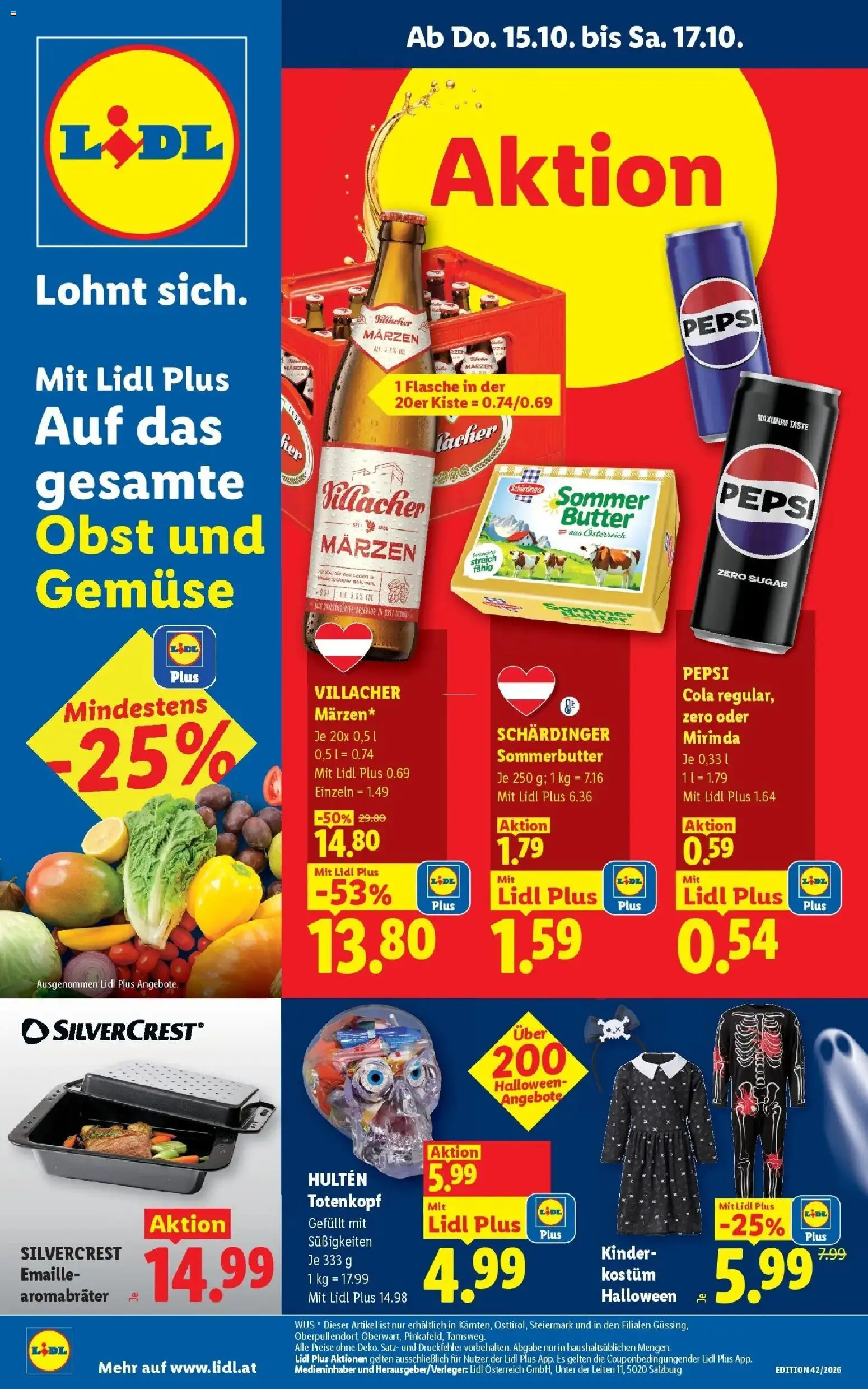 Lidl Flugblatt - Fohnsdorf ab 11.10.2026 - Angebote ab donnerstag | Seite: 1 | Produkte: Süßigkeiten, Gemüse, Obst, Pepsi